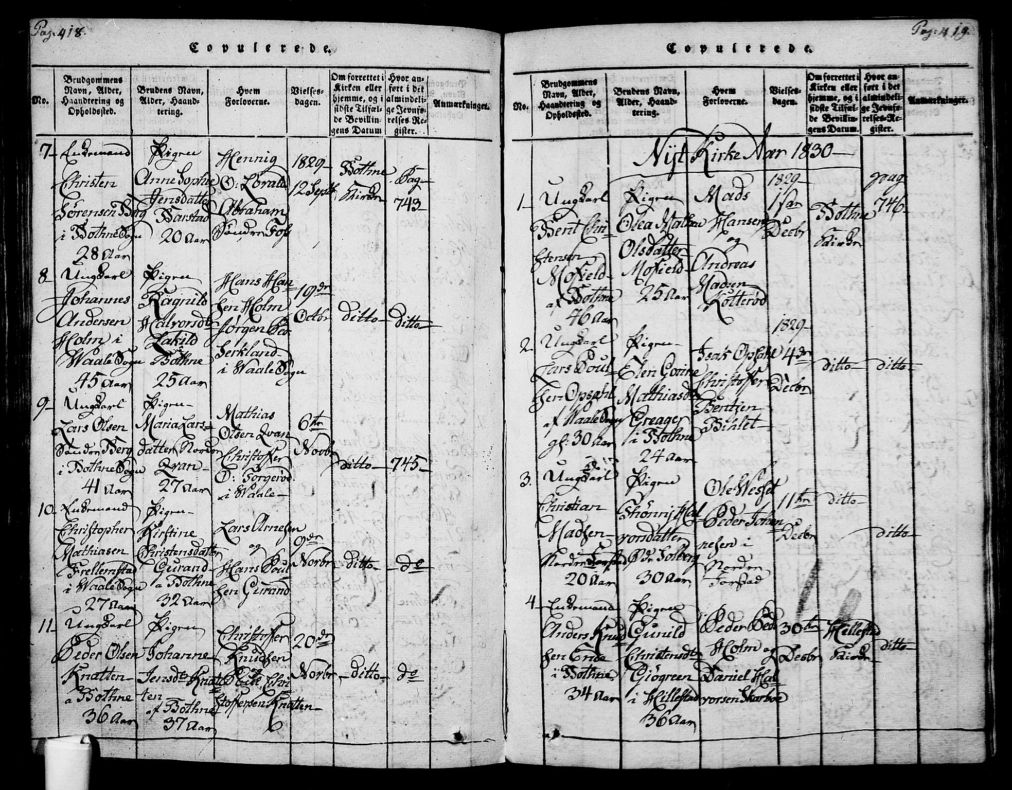 Botne kirkebøker, SAKO/A-340/F/Fa/L0005: Parish register (official) no. I 5, 1814-1836, p. 418-419
