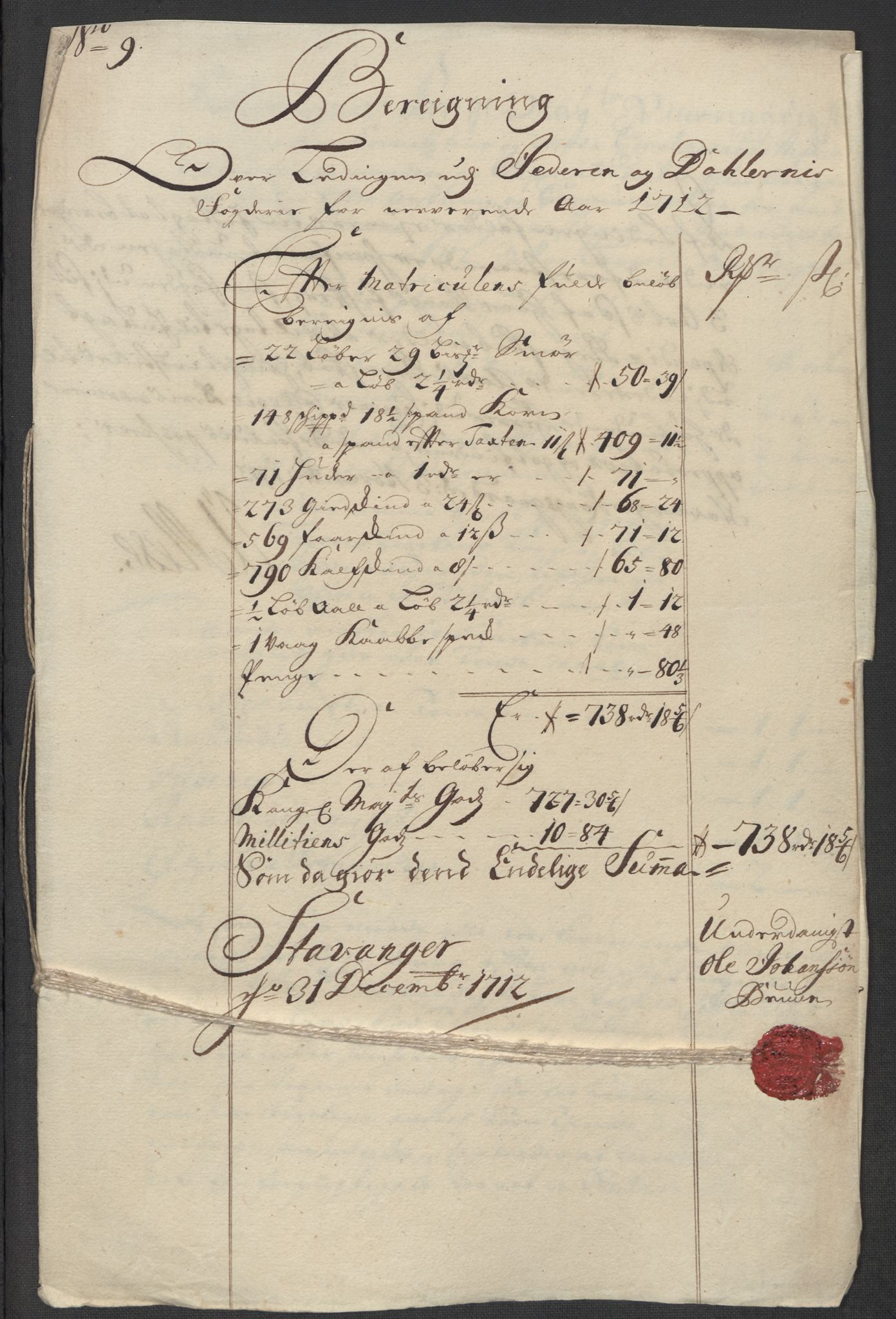 Rentekammeret inntil 1814, Reviderte regnskaper, Fogderegnskap, RA/EA-4092/R46/L2737: Fogderegnskap Jæren og Dalane, 1712, p. 159