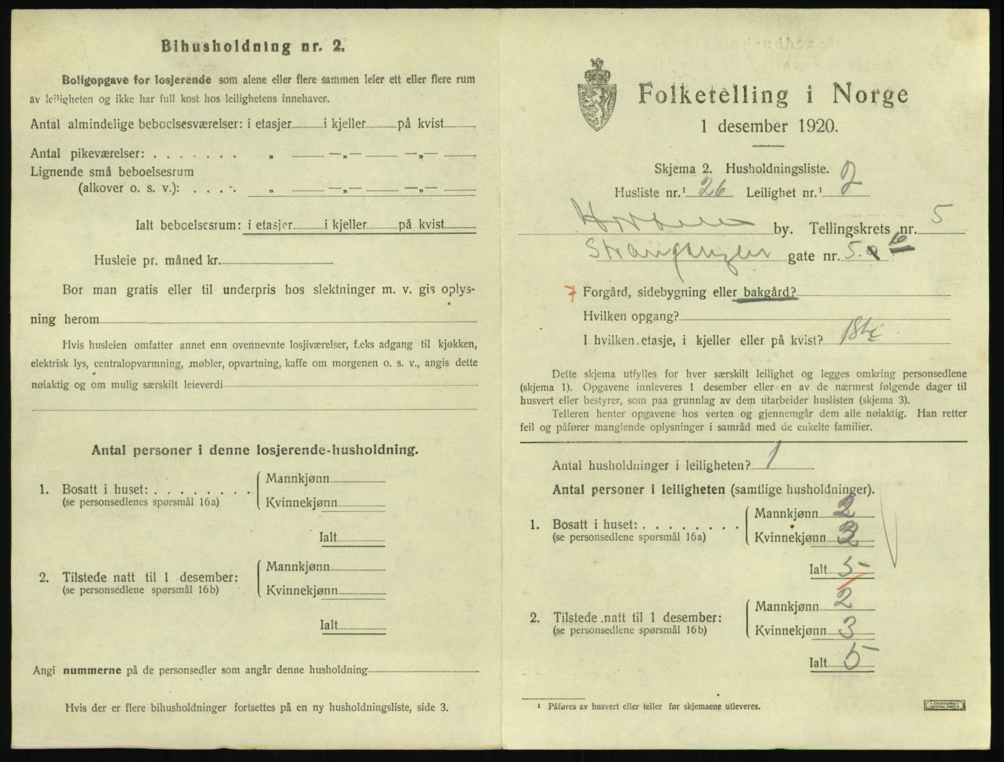 SAKO, 1920 census for Horten, 1920, p. 5735