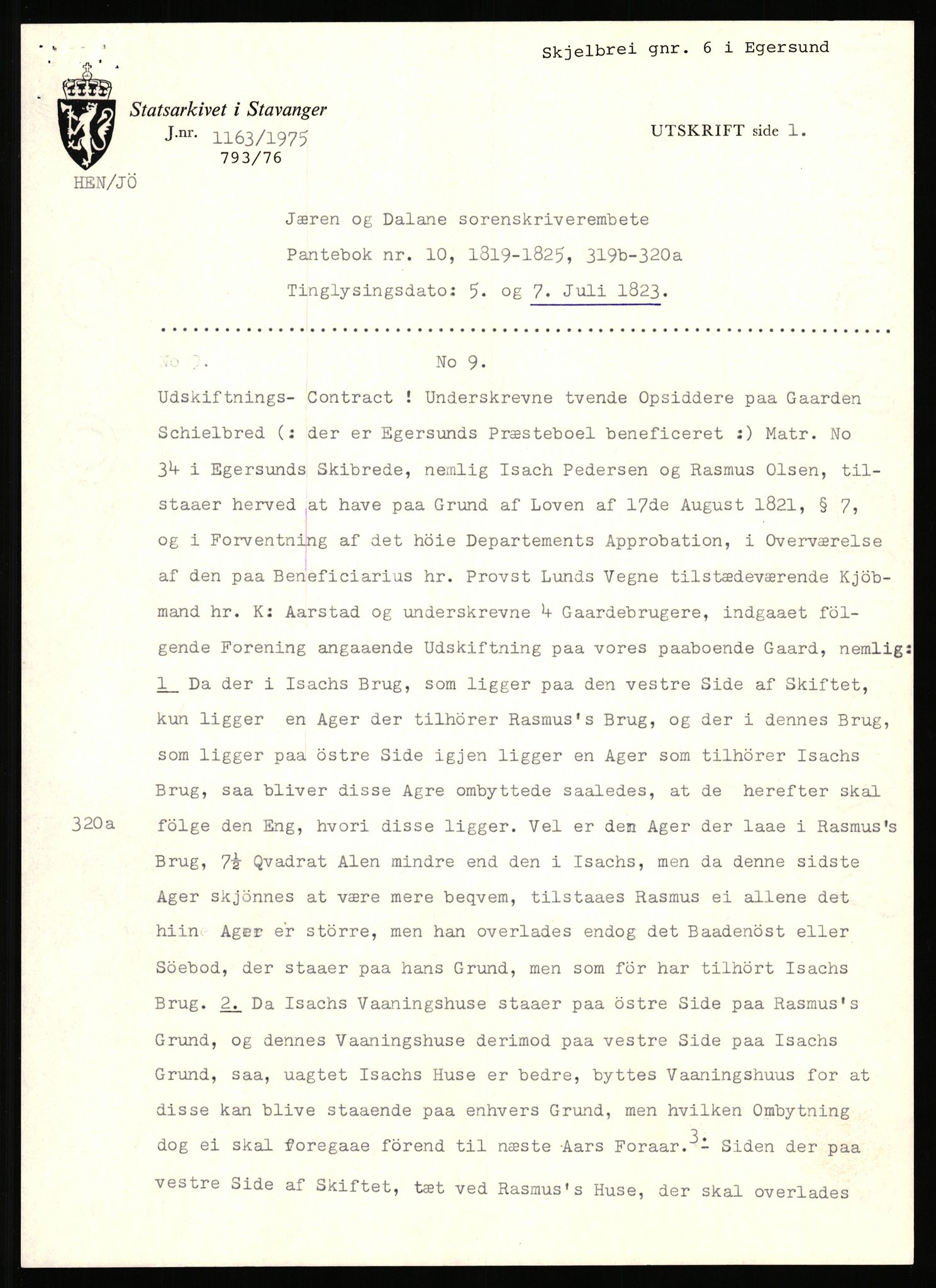 Statsarkivet i Stavanger, AV/SAST-A-101971/03/Y/Yj/L0075: Avskrifter sortert etter gårdsnavn: Skastad - Skjerveim, 1750-1930, p. 647