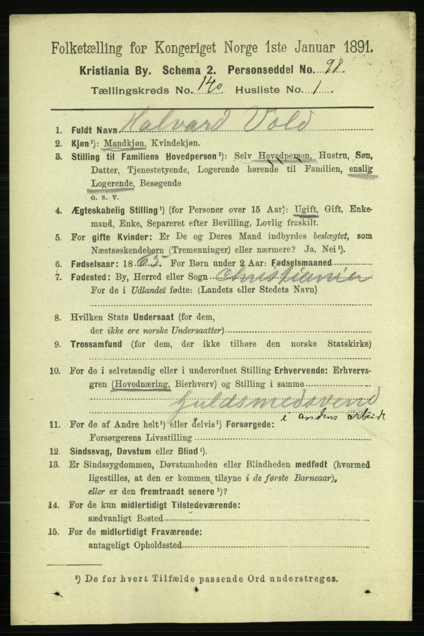 RA, 1891 census for 0301 Kristiania, 1891, p. 77552