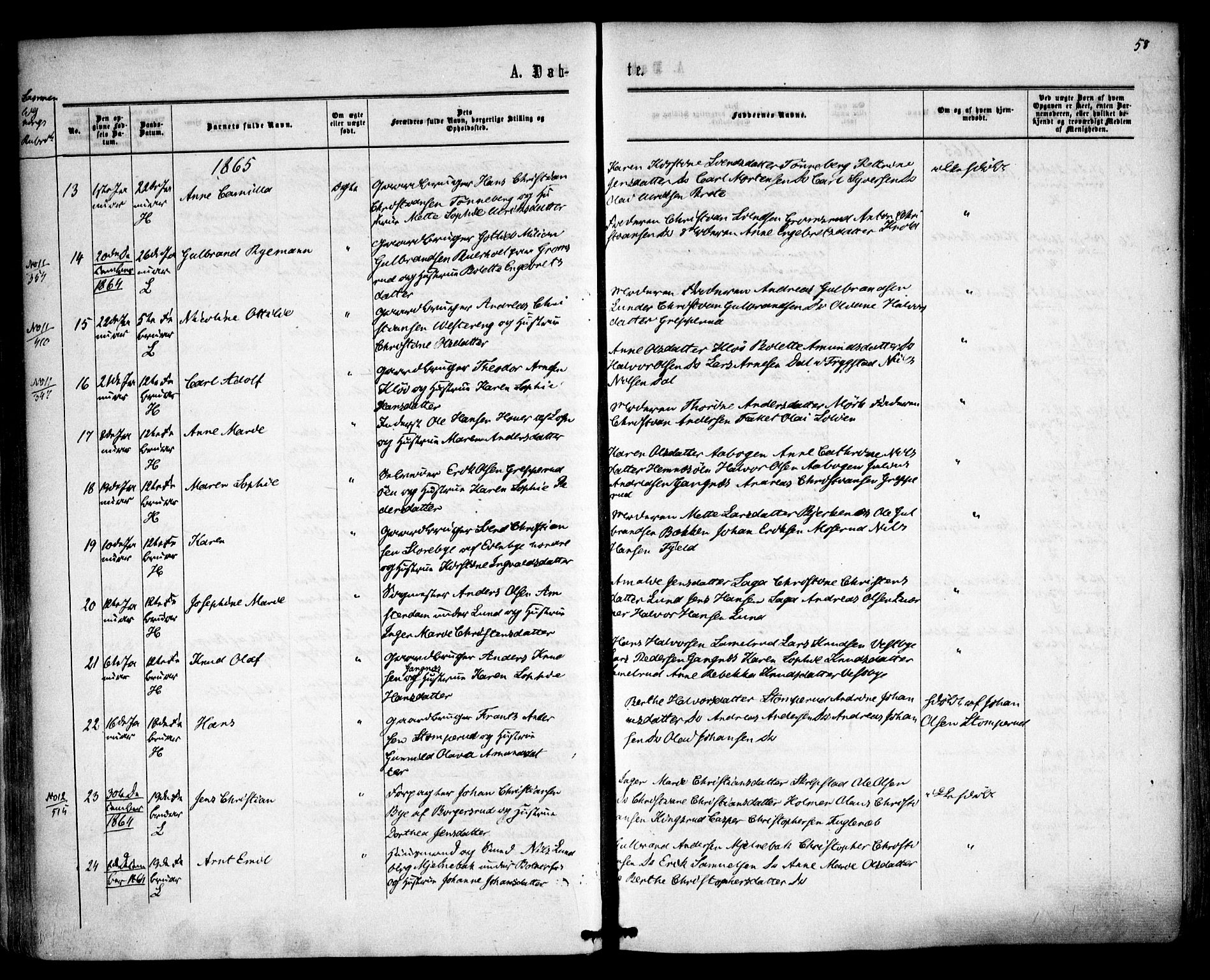 Høland prestekontor Kirkebøker, SAO/A-10346a/F/Fa/L0011: Parish register (official) no. I 11, 1862-1869, p. 58
