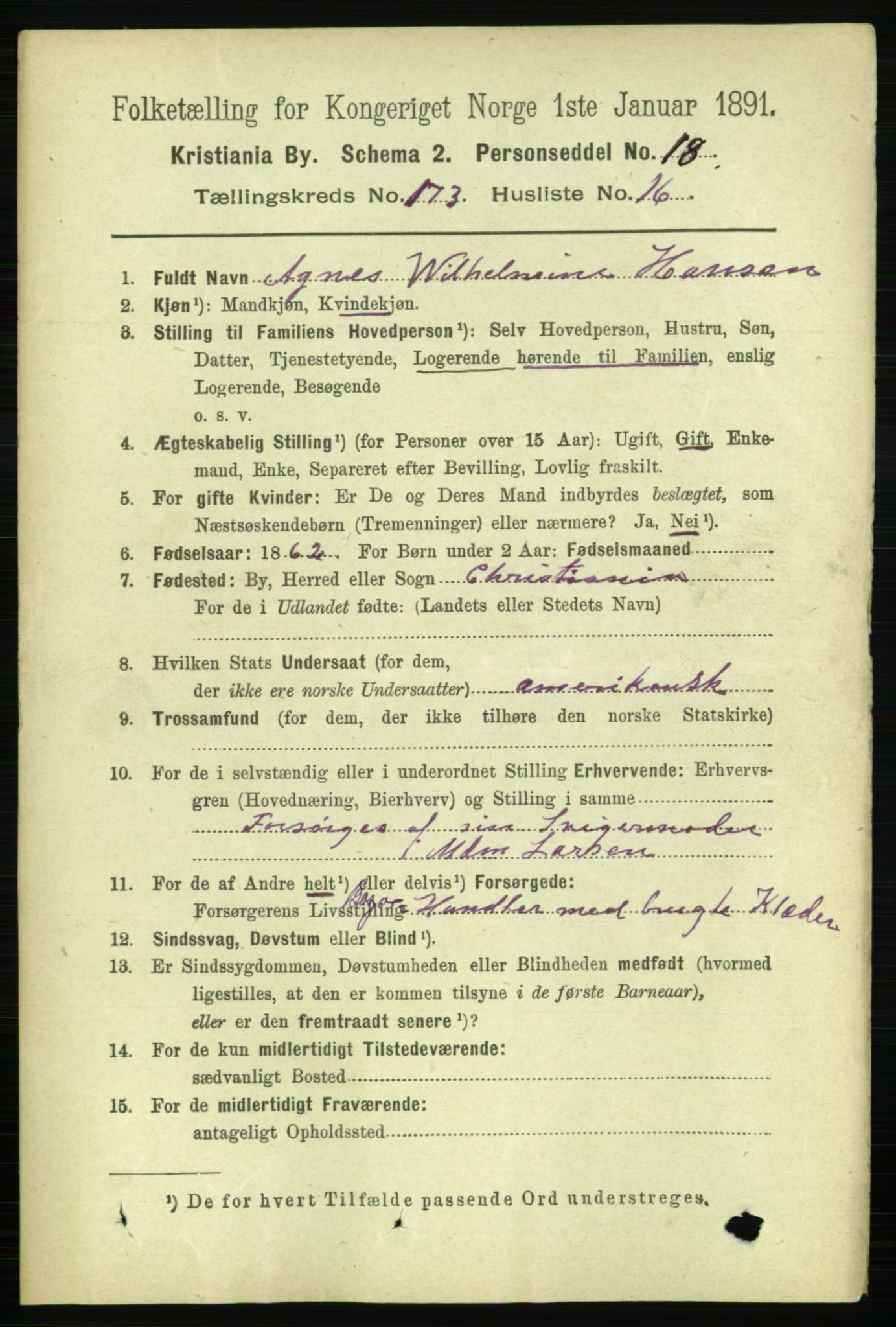 RA, 1891 census for 0301 Kristiania, 1891, p. 103645