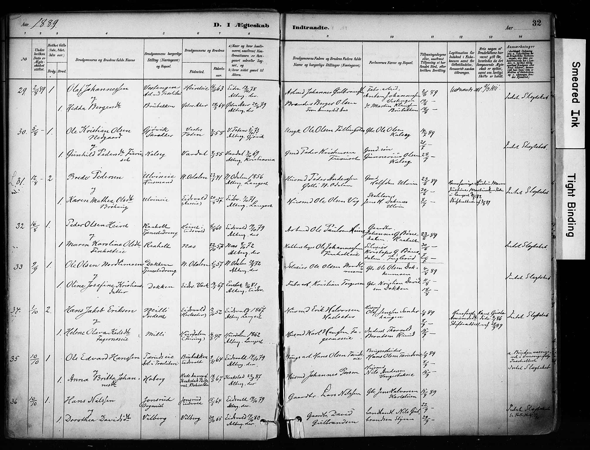 Eidsvoll prestekontor Kirkebøker, SAO/A-10888/F/Fa/L0003: Parish register (official) no. I 3, 1882-1895, p. 32