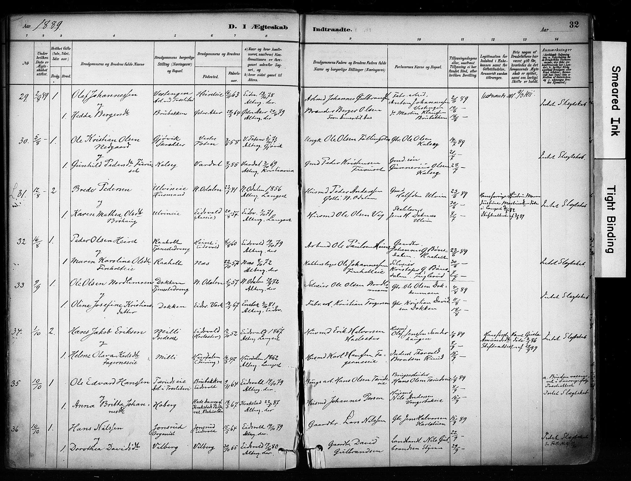 Eidsvoll prestekontor Kirkebøker, AV/SAO-A-10888/F/Fa/L0003: Parish register (official) no. I 3, 1882-1895, p. 32