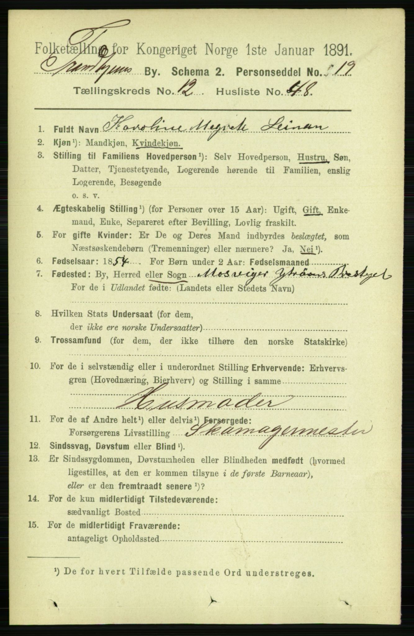 RA, 1891 census for 1601 Trondheim, 1891, p. 10183