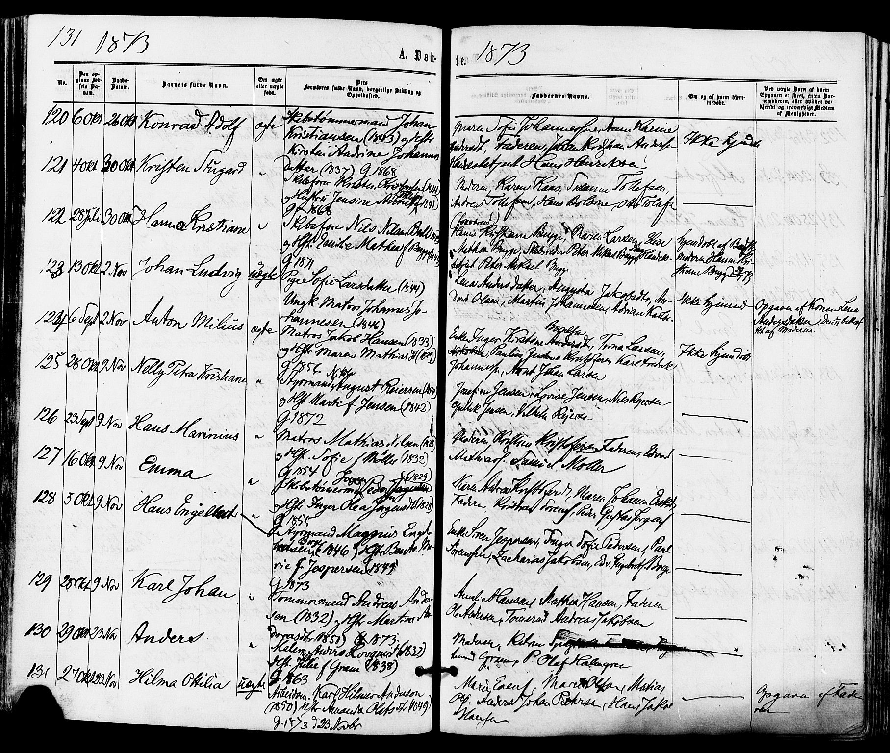 Tønsberg kirkebøker, SAKO/A-330/F/Fa/L0009: Parish register (official) no. I 9, 1865-1873, p. 131