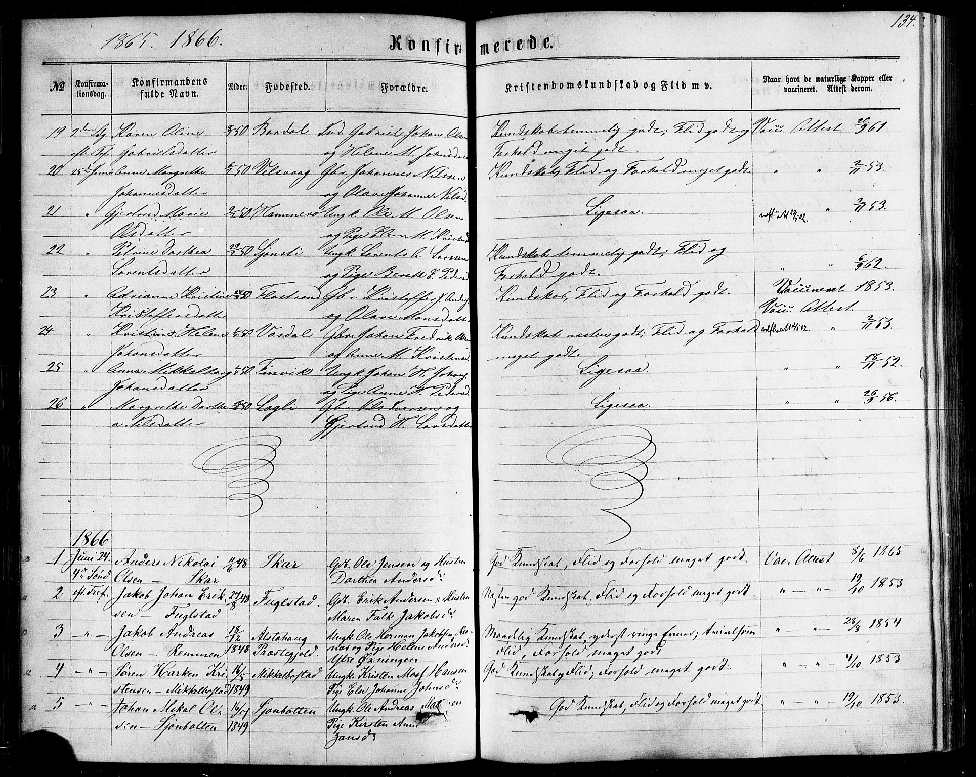 Ministerialprotokoller, klokkerbøker og fødselsregistre - Nordland, AV/SAT-A-1459/838/L0551: Parish register (official) no. 838A09, 1864-1880, p. 134