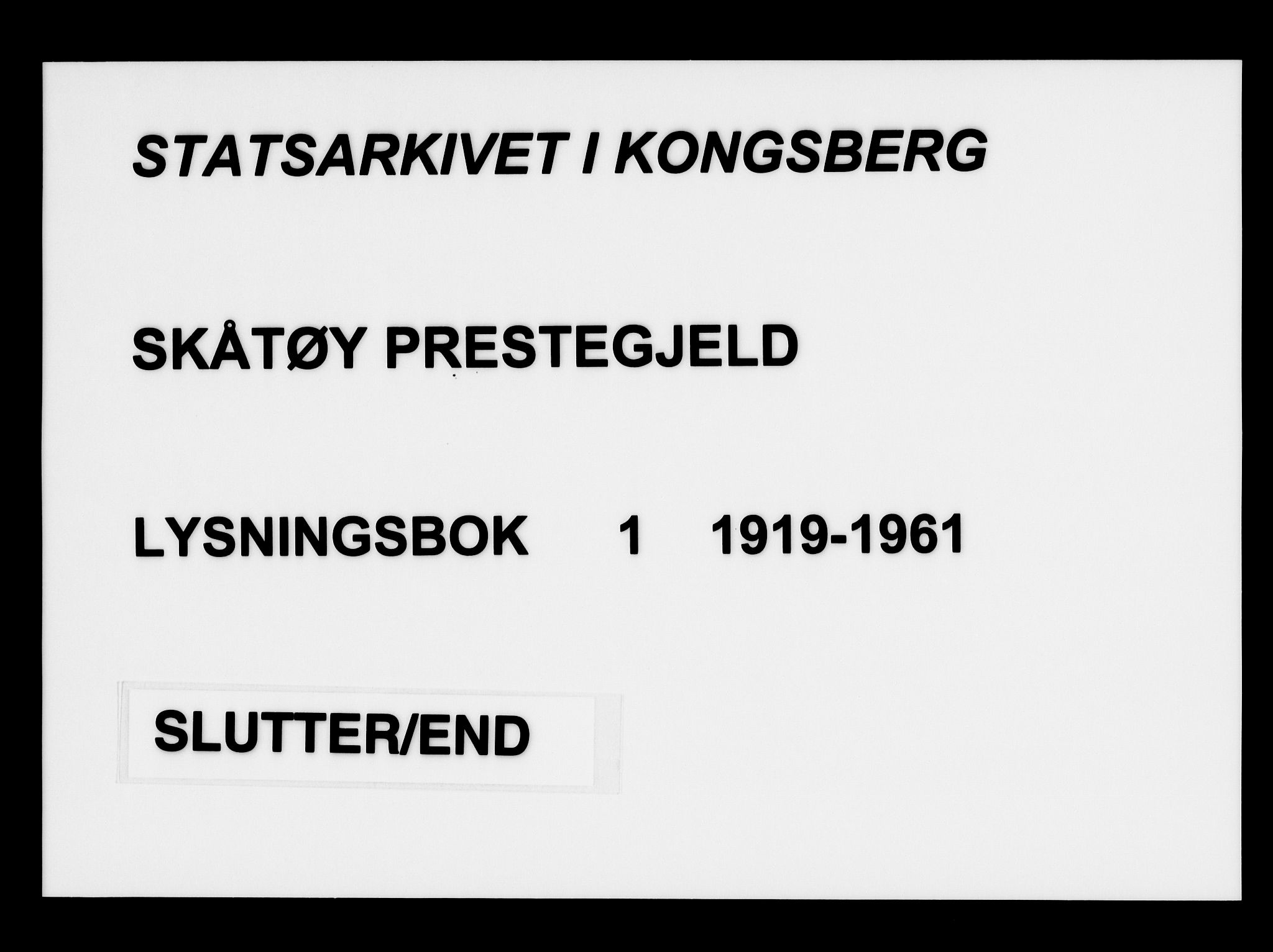 Skåtøy kirkebøker, SAKO/A-304/H/Ha/L0001: Banns register no. 1, 1919-1961