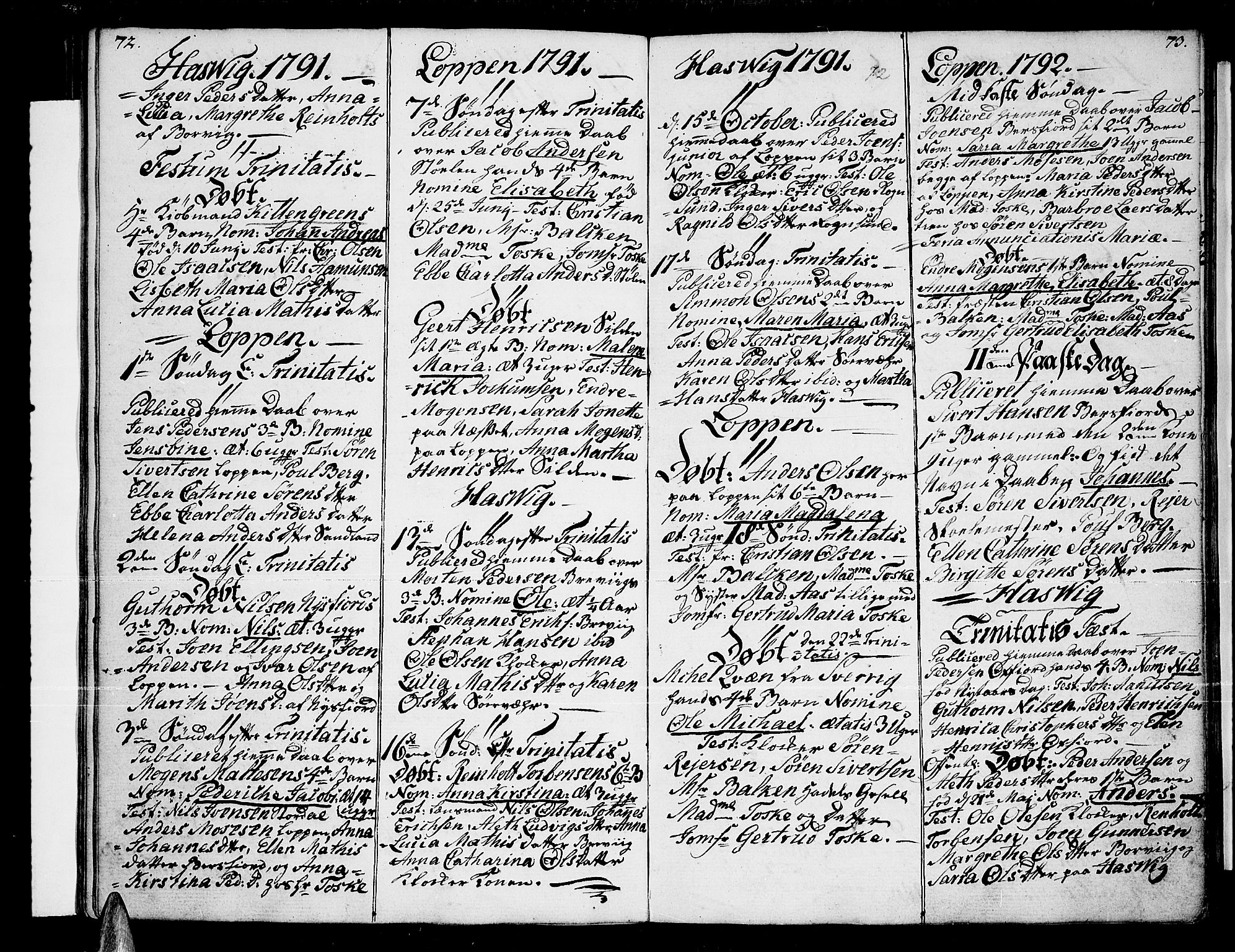 Loppa sokneprestkontor, SATØ/S-1339/H/Ha/L0002kirke: Parish register (official) no. 2, 1785-1821, p. 72-73