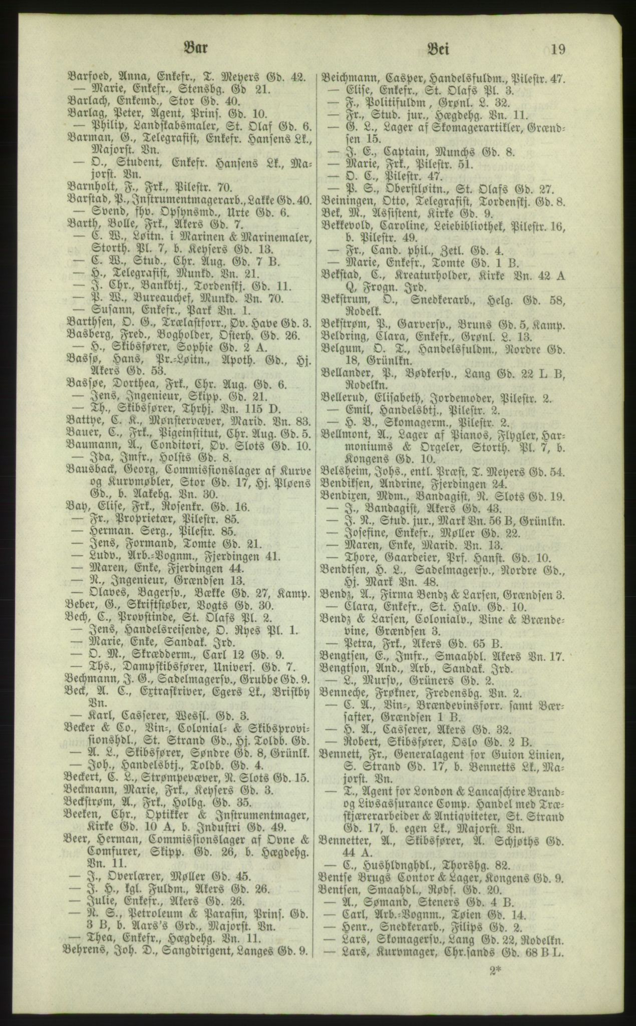 Kristiania/Oslo adressebok, PUBL/-, 1881, p. 19