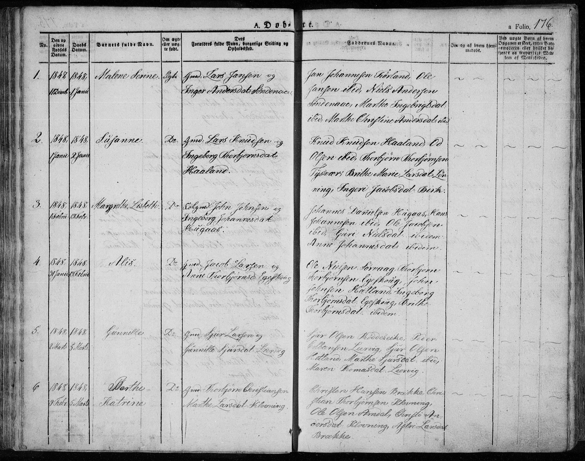 Tysvær sokneprestkontor, AV/SAST-A -101864/H/Ha/Haa/L0001: Parish register (official) no. A 1.1, 1831-1856, p. 176