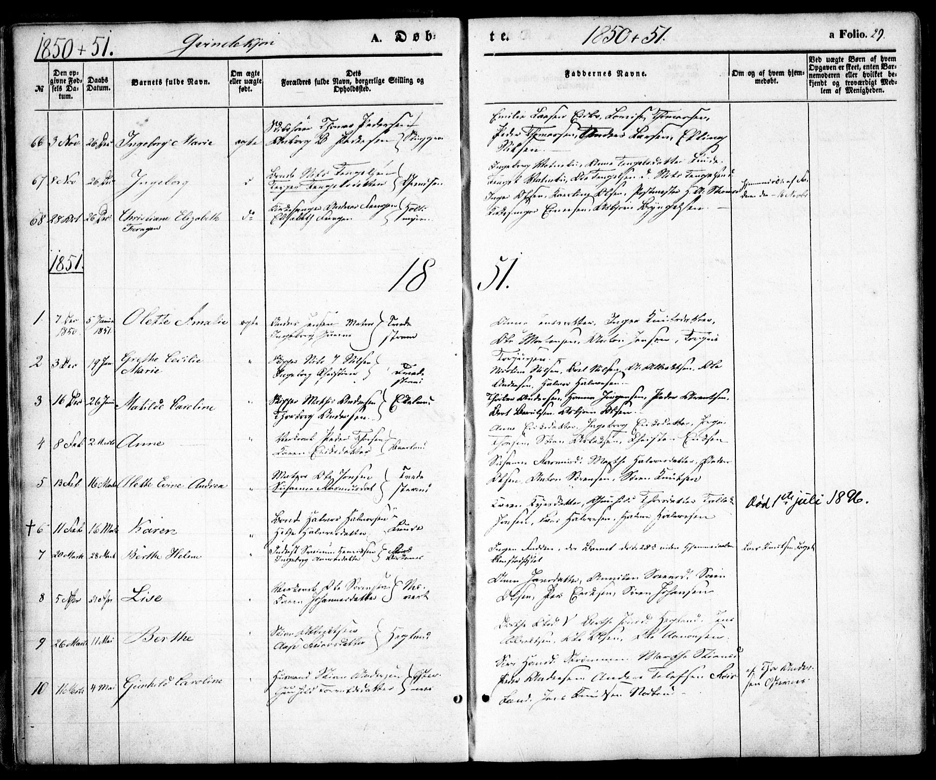 Holt sokneprestkontor, AV/SAK-1111-0021/F/Fa/L0008: Parish register (official) no. A 8, 1849-1860, p. 29