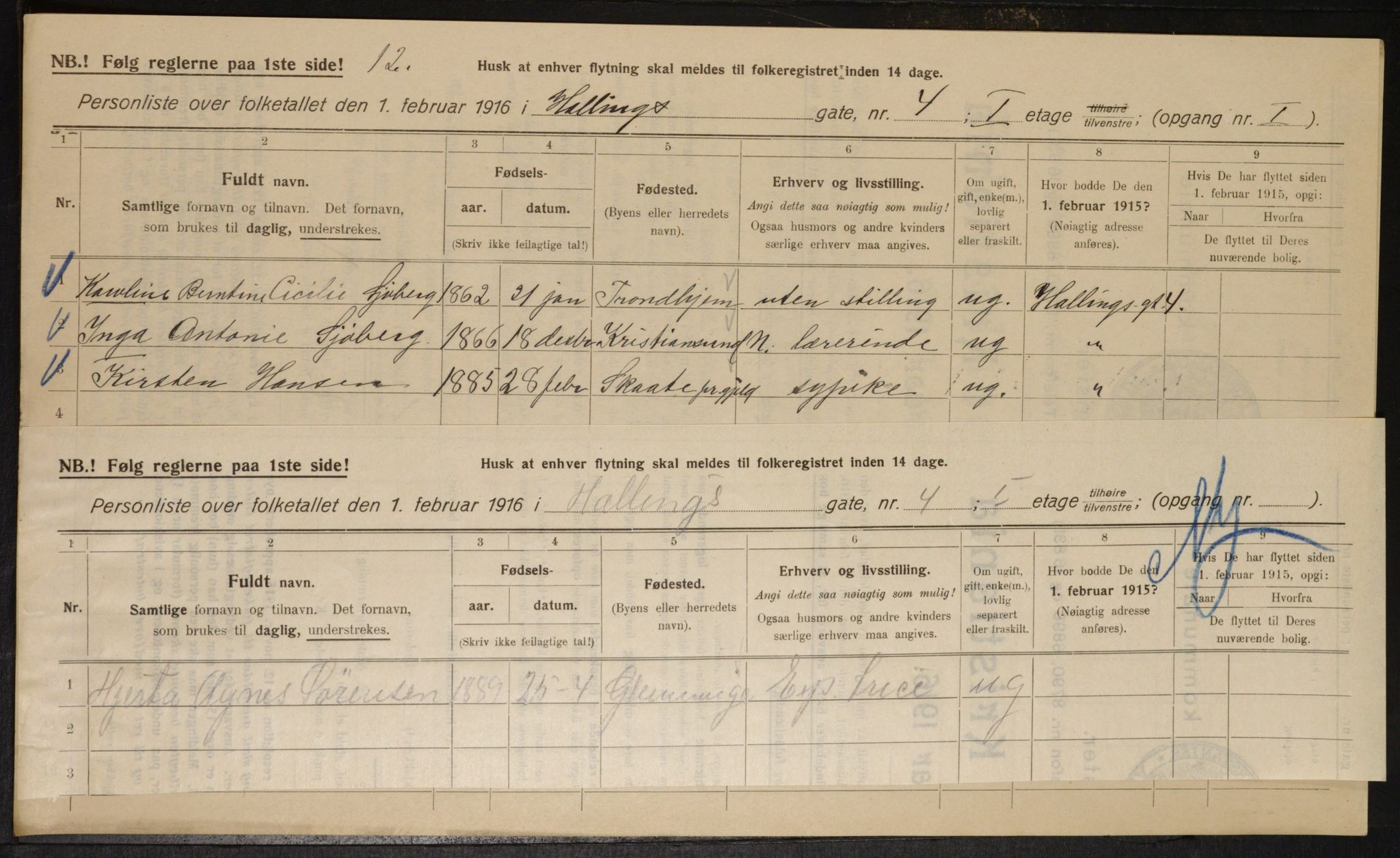 OBA, Municipal Census 1916 for Kristiania, 1916, p. 34695