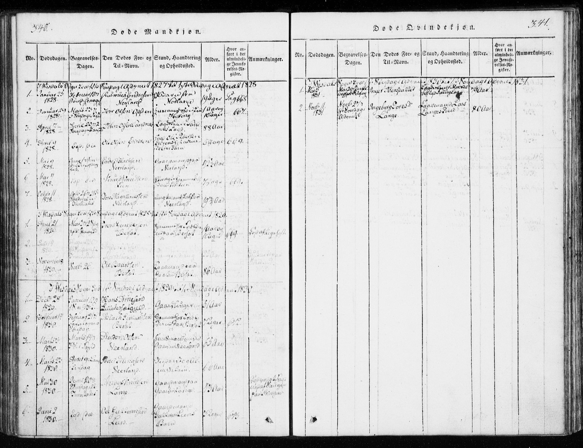 Ministerialprotokoller, klokkerbøker og fødselsregistre - Møre og Romsdal, AV/SAT-A-1454/551/L0623: Parish register (official) no. 551A03, 1818-1831, p. 340-341