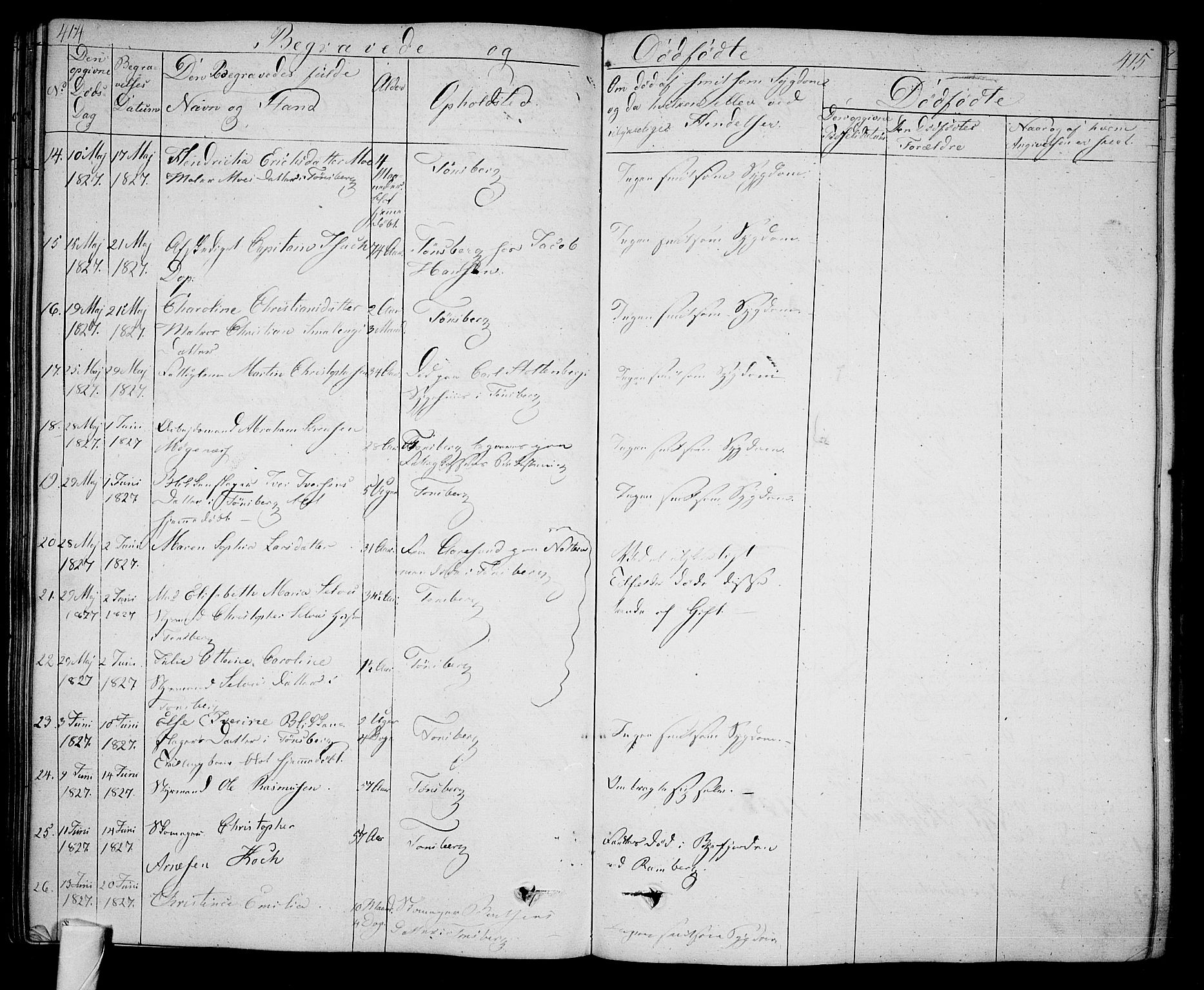 Tønsberg kirkebøker, SAKO/A-330/F/Fa/L0005: Parish register (official) no. I 5, 1827-1836, p. 414-415