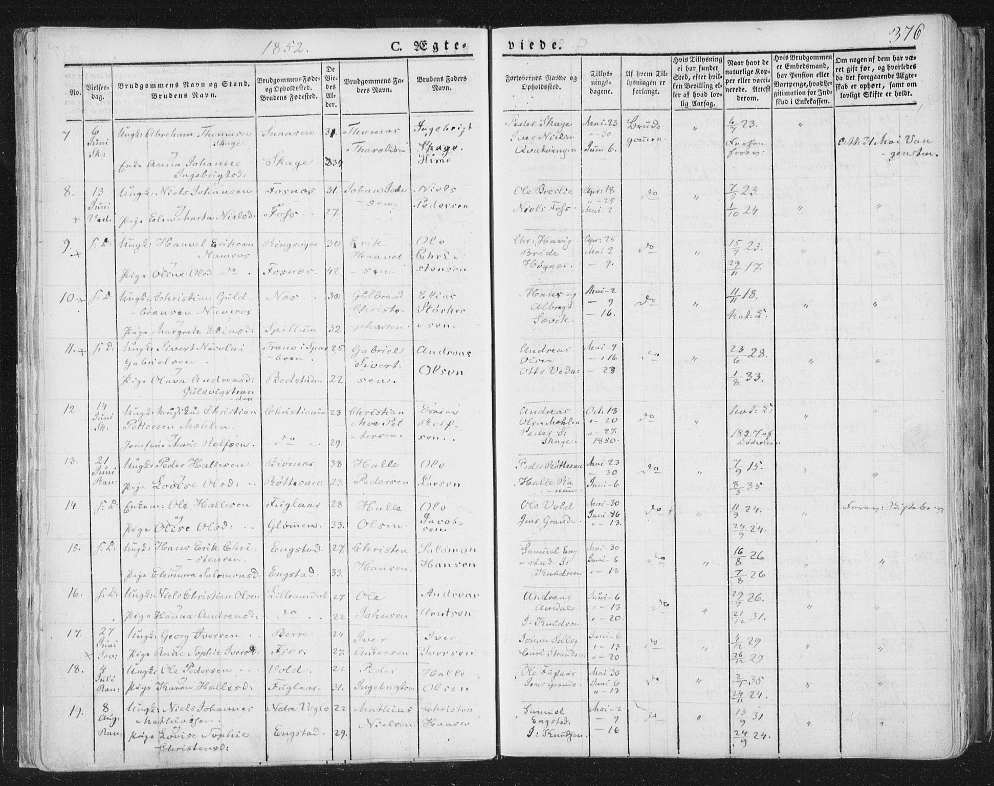 Ministerialprotokoller, klokkerbøker og fødselsregistre - Nord-Trøndelag, AV/SAT-A-1458/764/L0552: Parish register (official) no. 764A07b, 1824-1865, p. 376