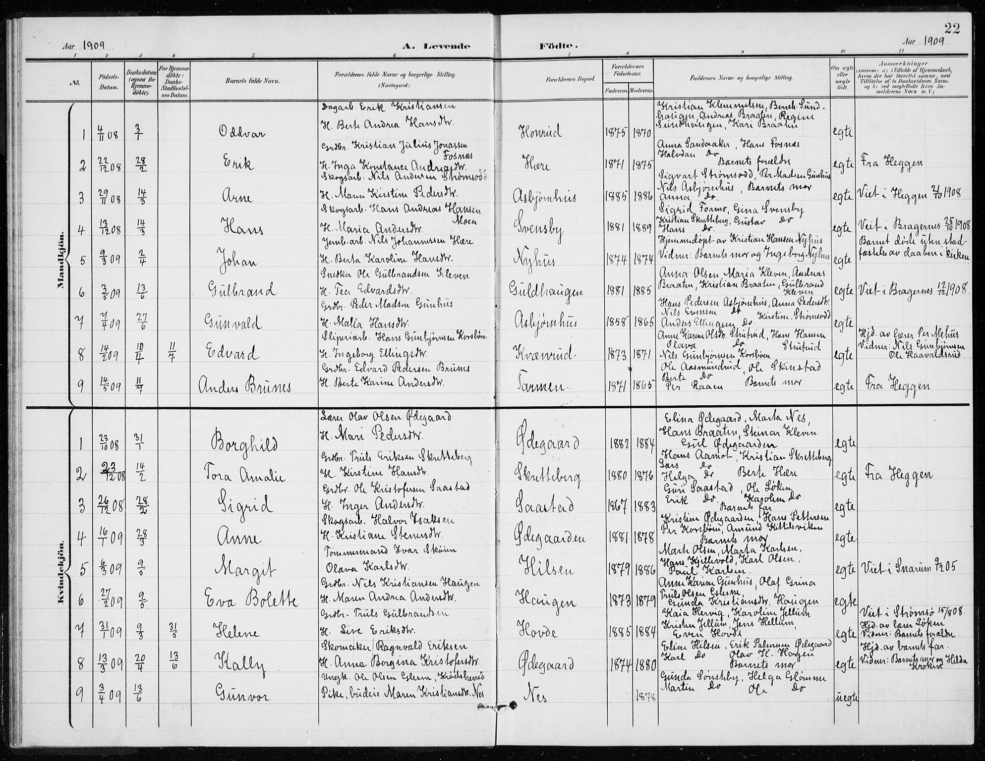 Modum kirkebøker, AV/SAKO-A-234/G/Gd/L0001: Parish register (copy) no. IV 1, 1901-1921, p. 22