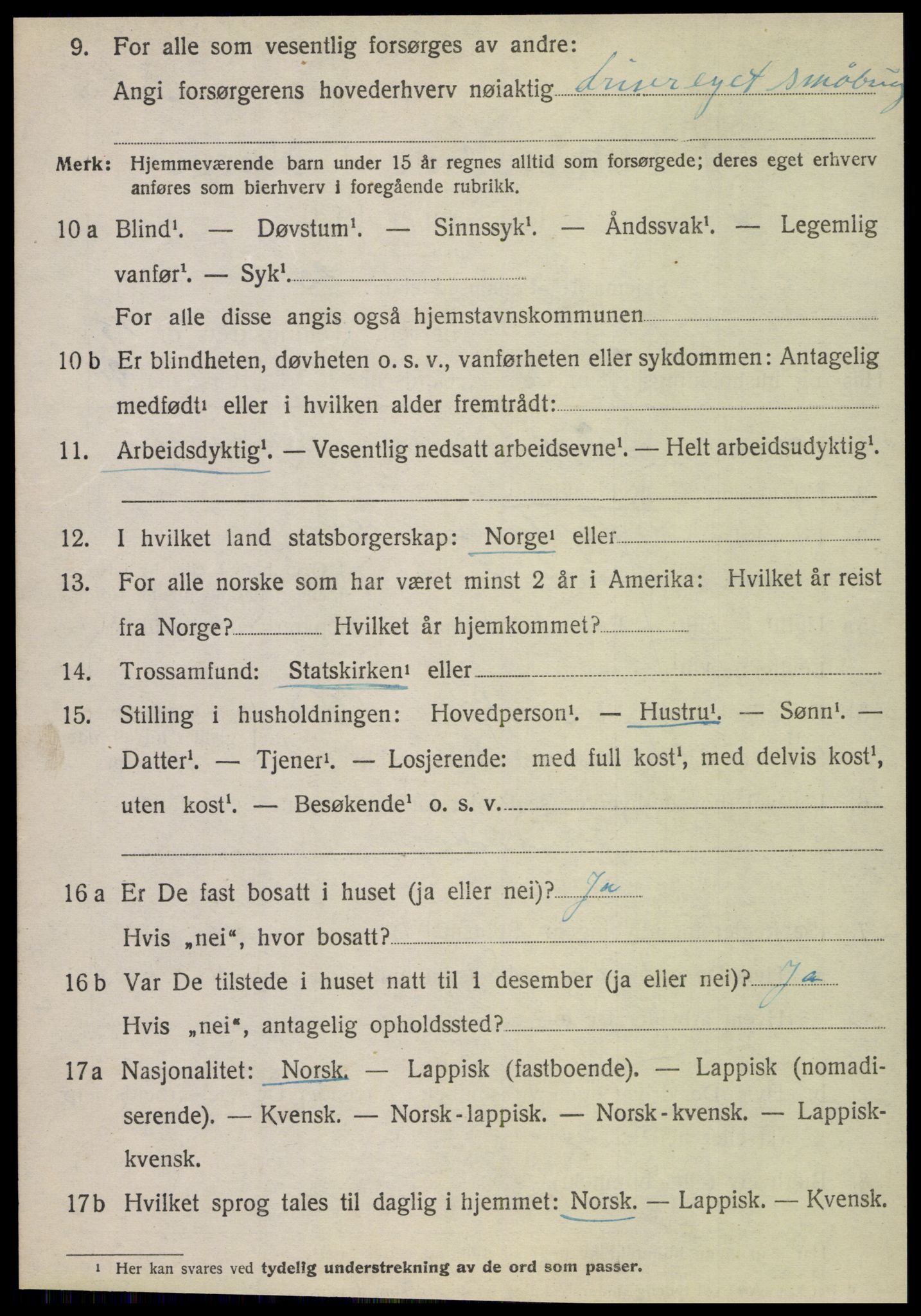 SAT, 1920 census for Fauske, 1920, p. 9347