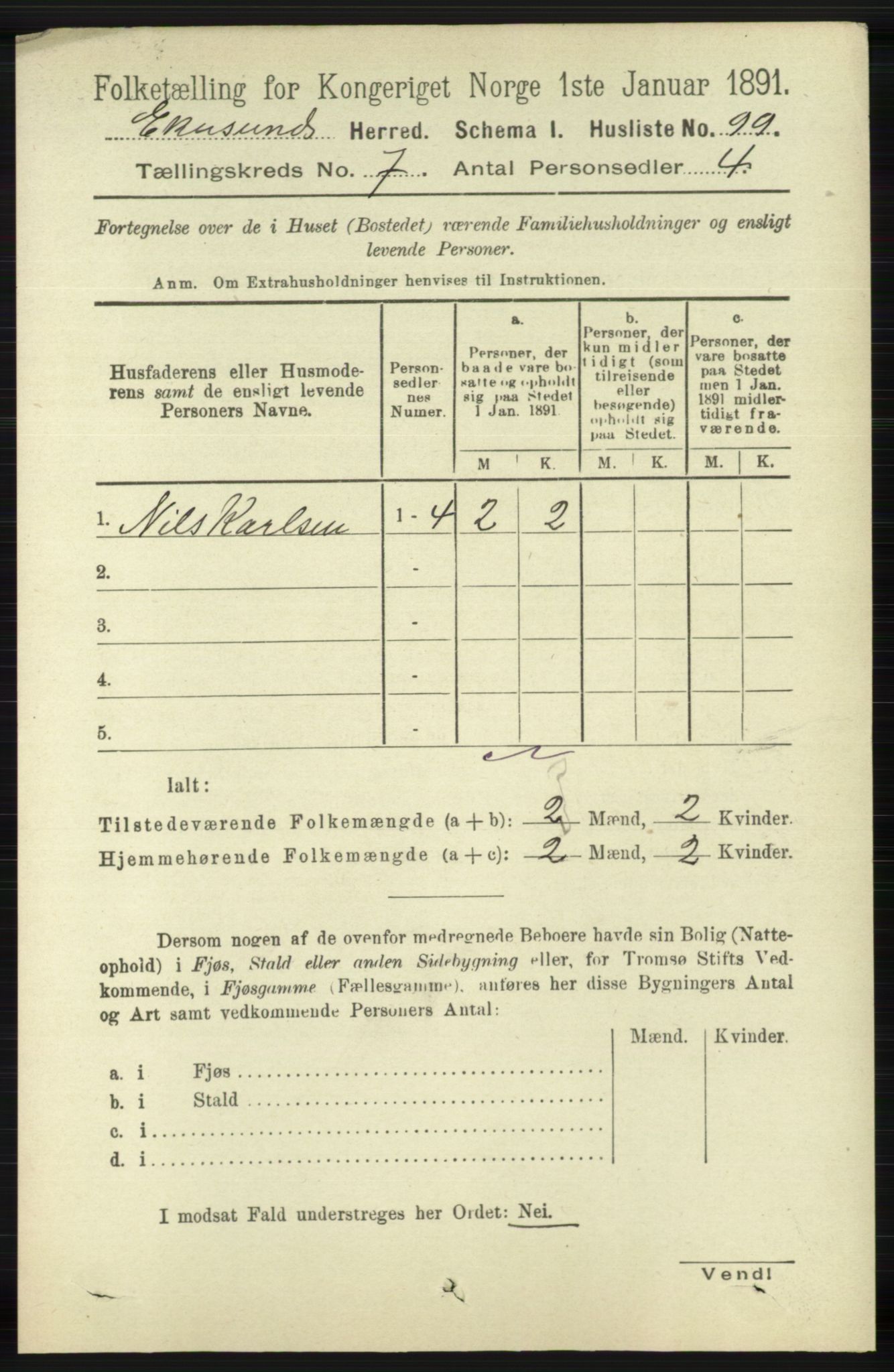 RA, 1891 census for 1116 Eigersund herred, 1891, p. 2824