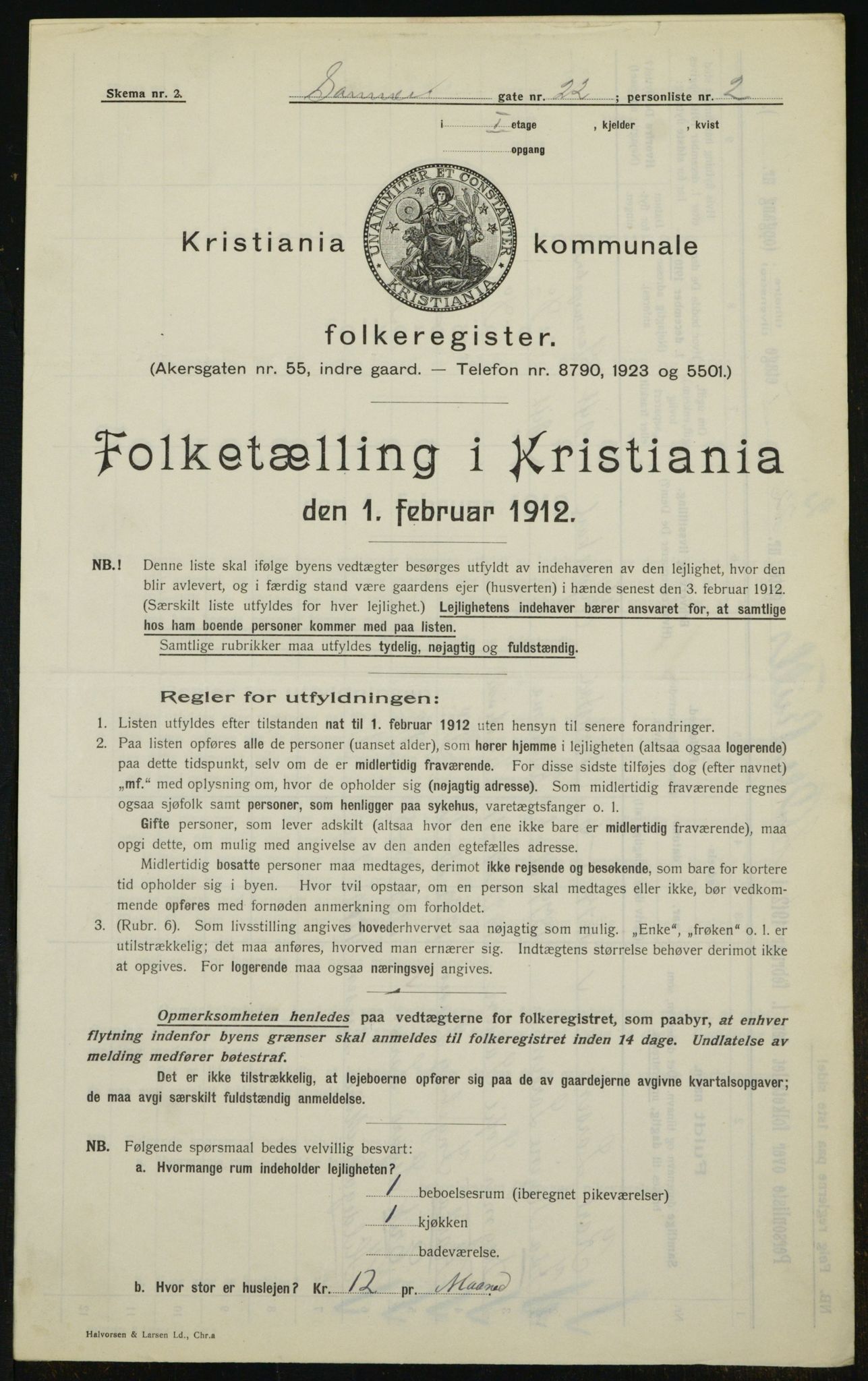 OBA, Municipal Census 1912 for Kristiania, 1912, p. 76013