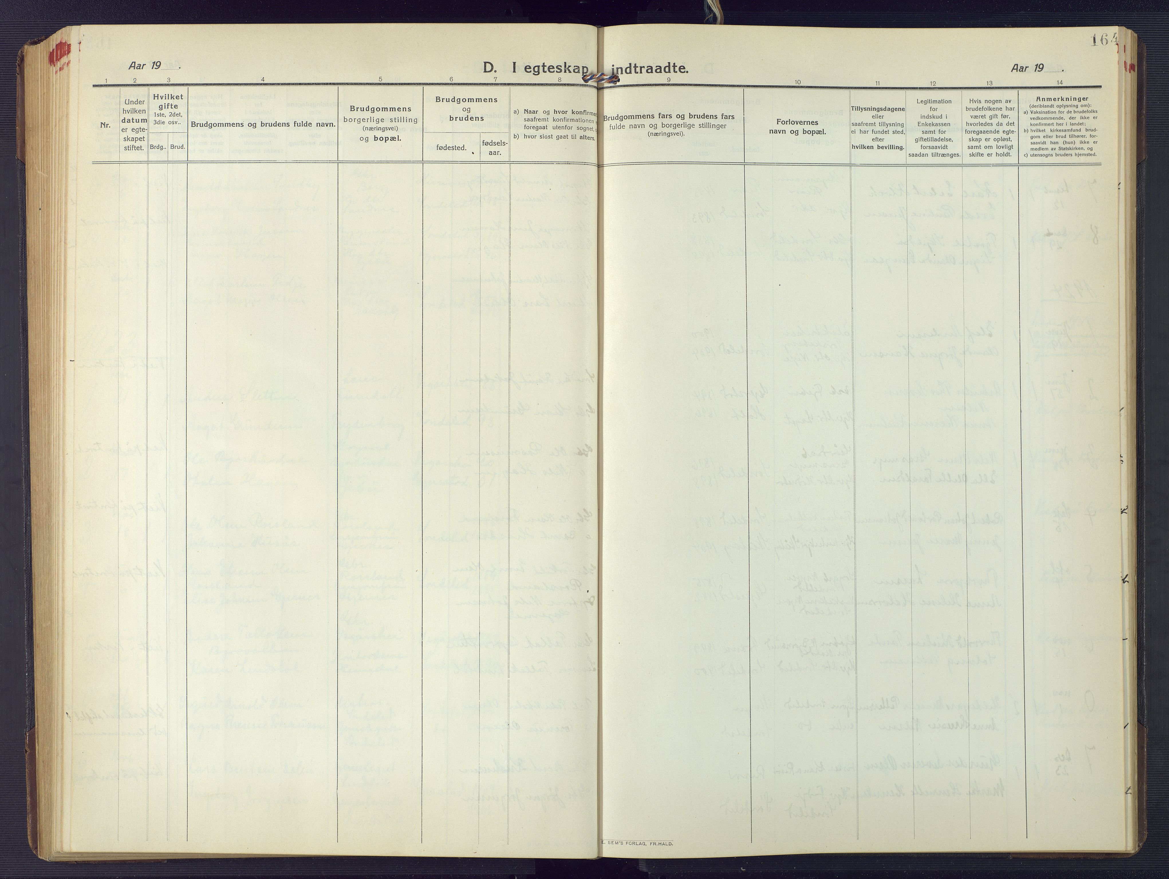 Søndeled sokneprestkontor, AV/SAK-1111-0038/F/Fb/L0006: Parish register (copy) no. B 7, 1912-1947, p. 164