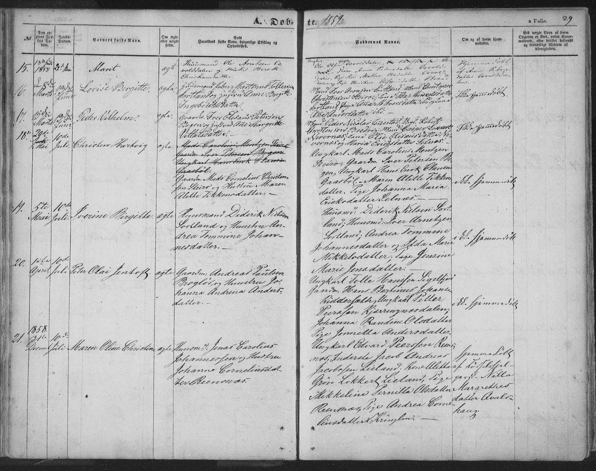 Ministerialprotokoller, klokkerbøker og fødselsregistre - Nordland, AV/SAT-A-1459/895/L1369: Parish register (official) no. 895A04, 1852-1872, p. 29