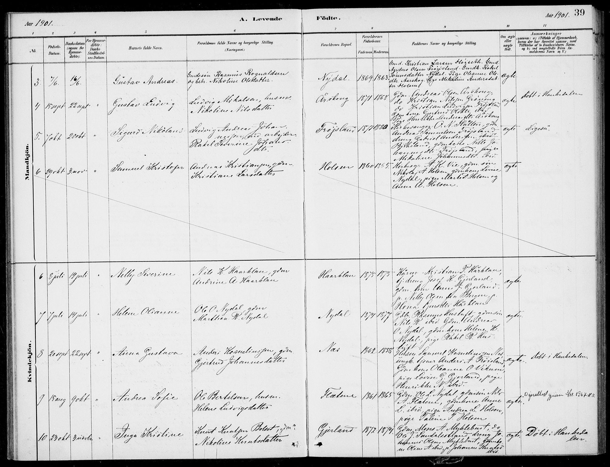 Førde sokneprestembete, SAB/A-79901/H/Haa/Haac/L0001: Parish register (official) no. C  1, 1881-1920, p. 39