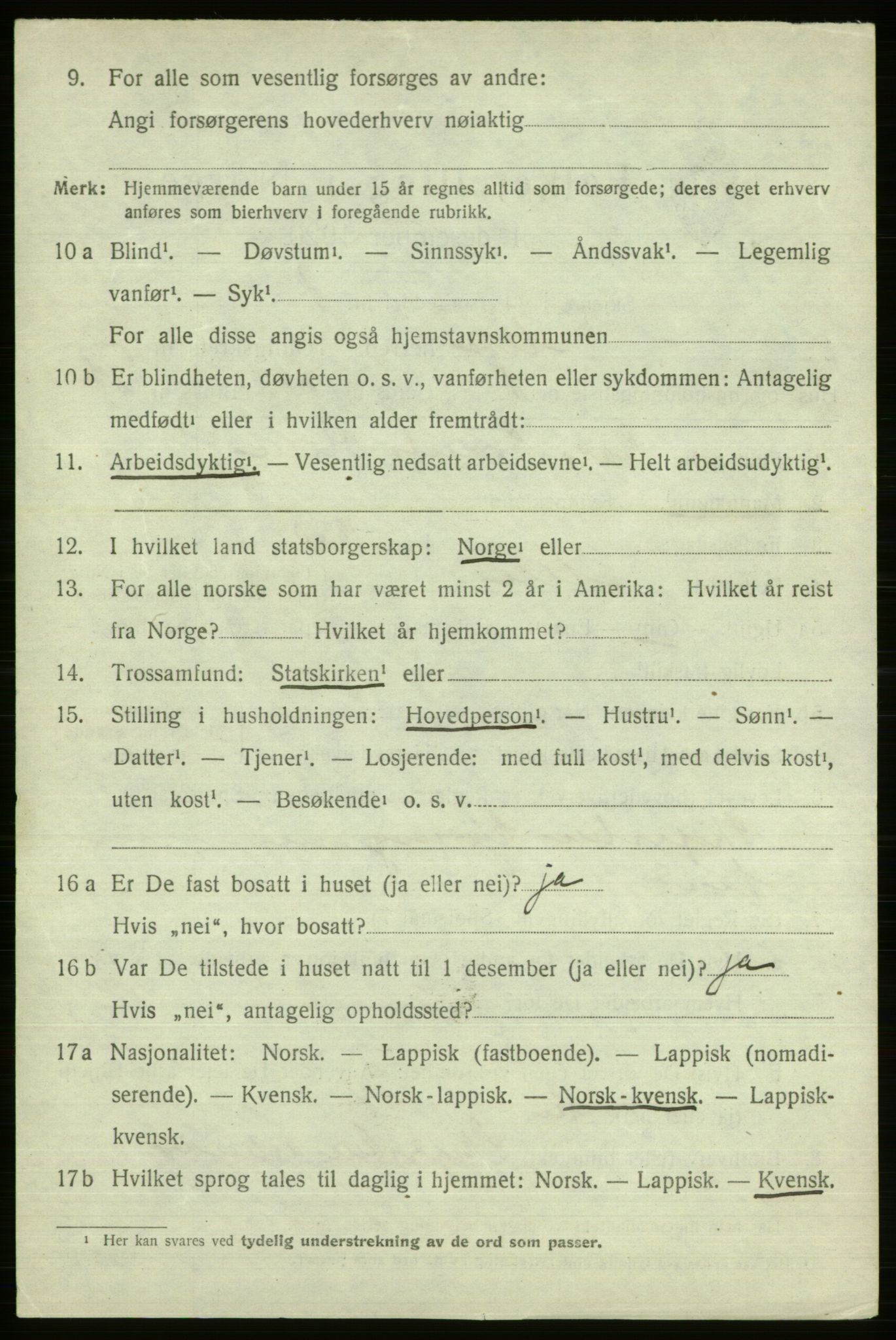 SATØ, 1920 census for Alta, 1920, p. 5336