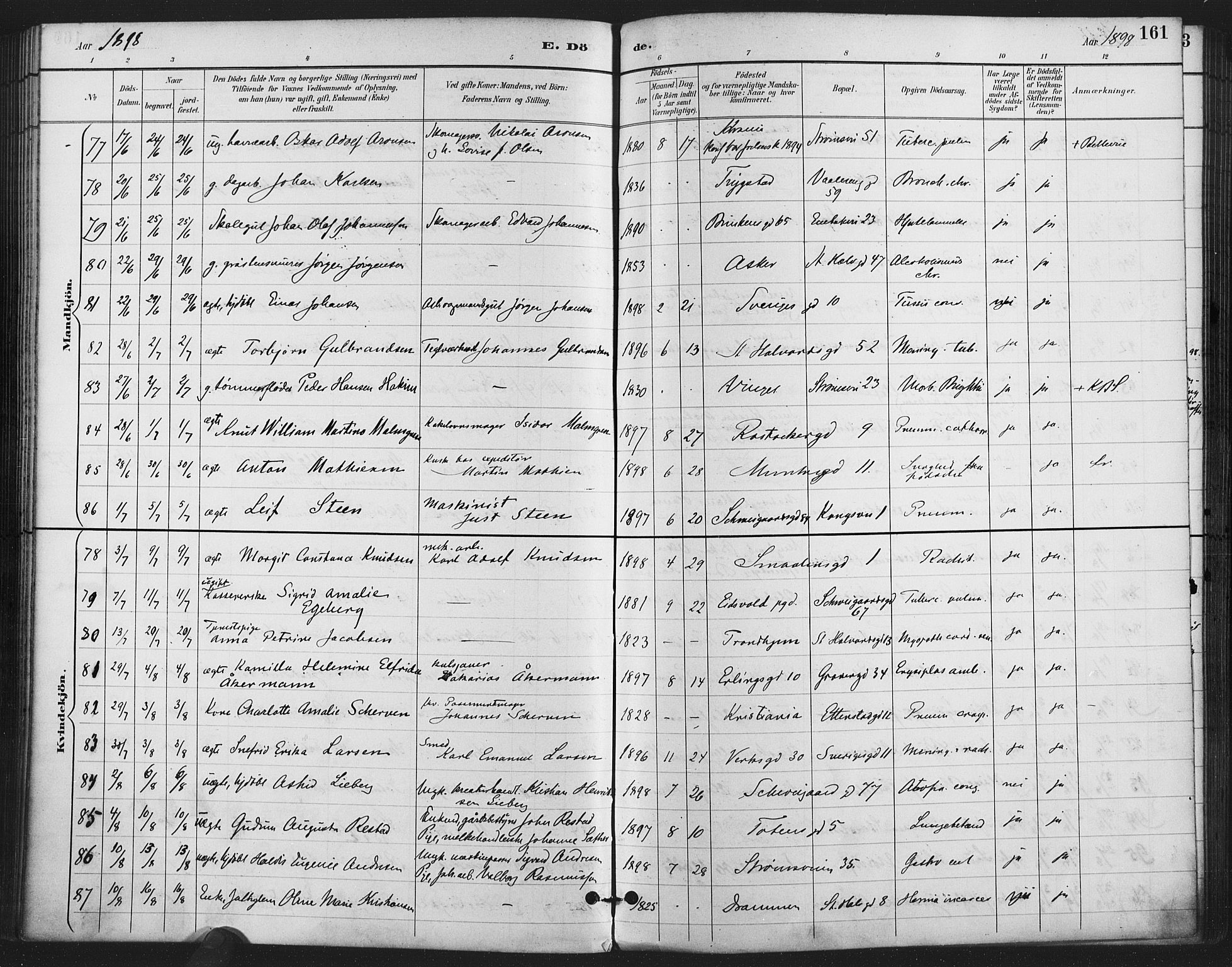 Gamlebyen prestekontor Kirkebøker, SAO/A-10884/F/Fa/L0009: Parish register (official) no. 9, 1888-1909, p. 161