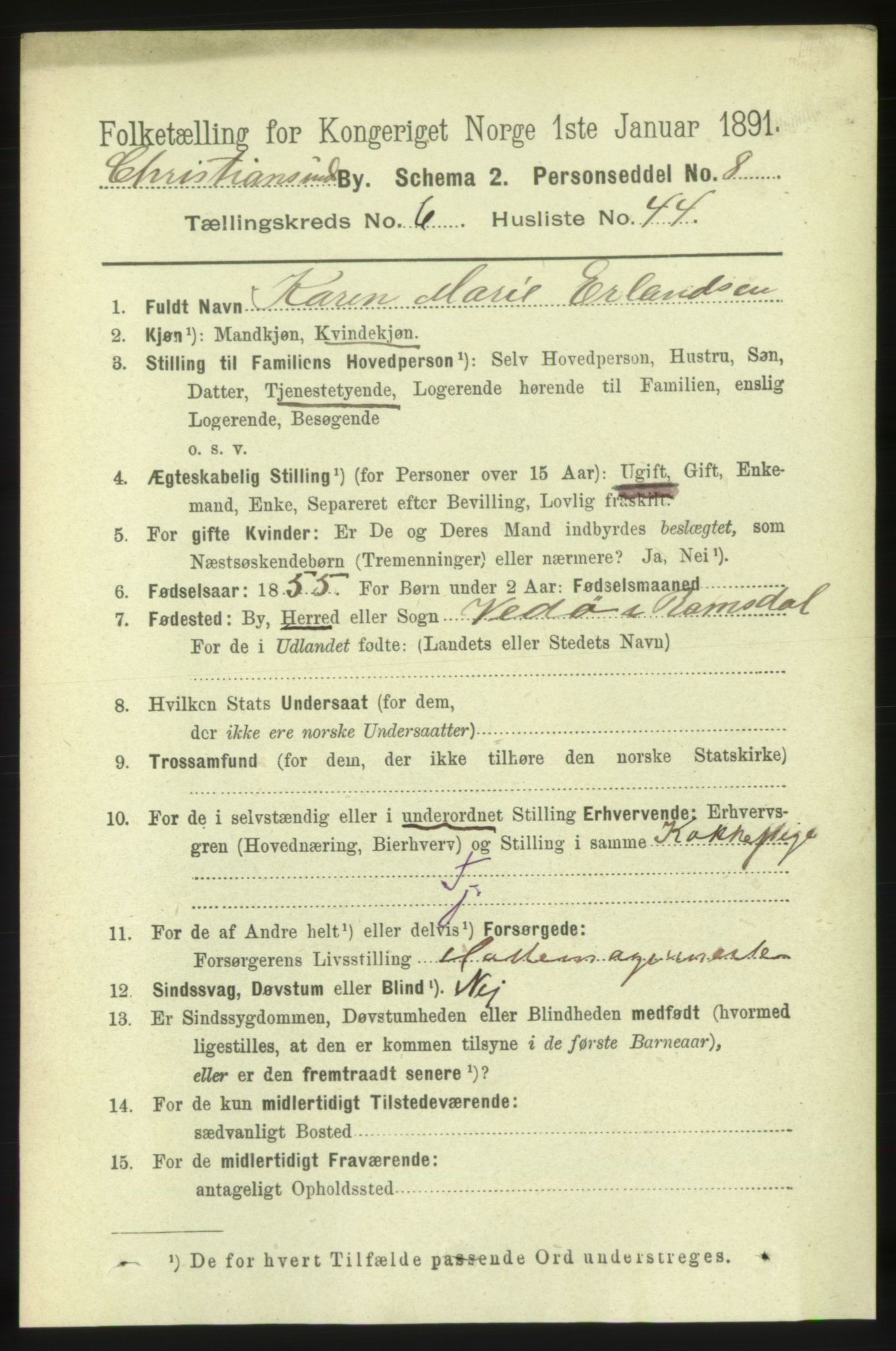 RA, 1891 census for 1503 Kristiansund, 1891, p. 5524