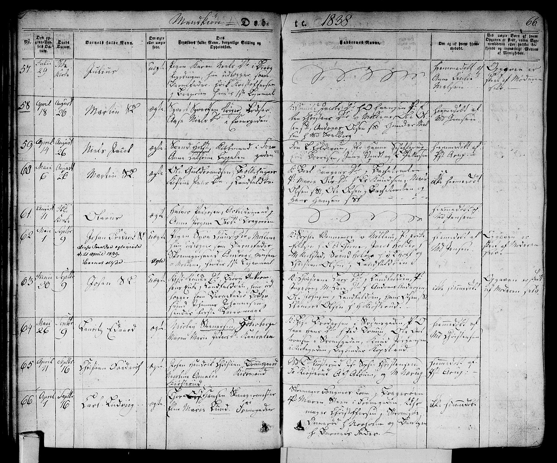 Bragernes kirkebøker, AV/SAKO-A-6/F/Fb/L0001: Parish register (official) no. II 1, 1830-1847, p. 66