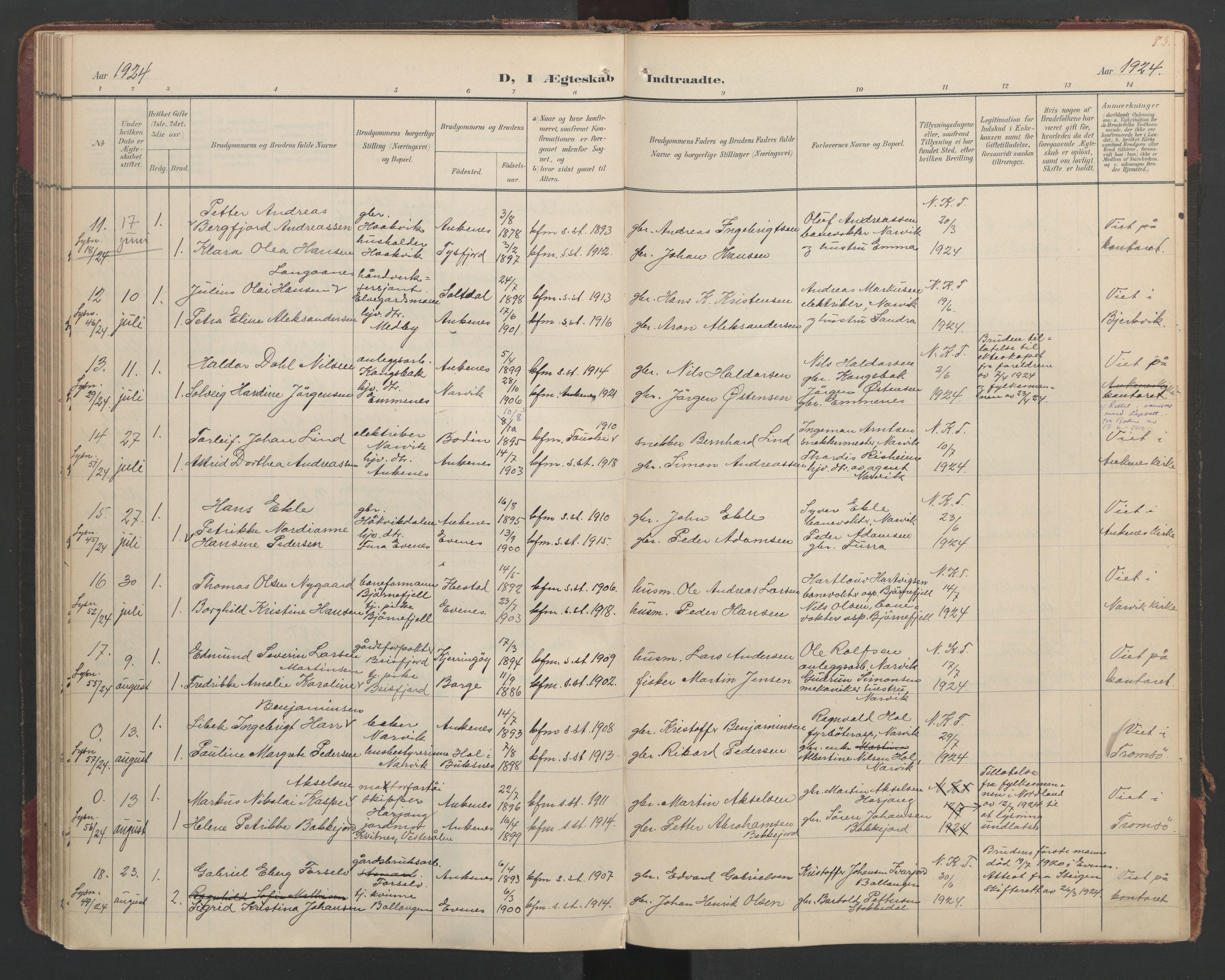 Ministerialprotokoller, klokkerbøker og fødselsregistre - Nordland, AV/SAT-A-1459/866/L0942: Parish register (official) no. 866A05, 1901-1928, p. 83