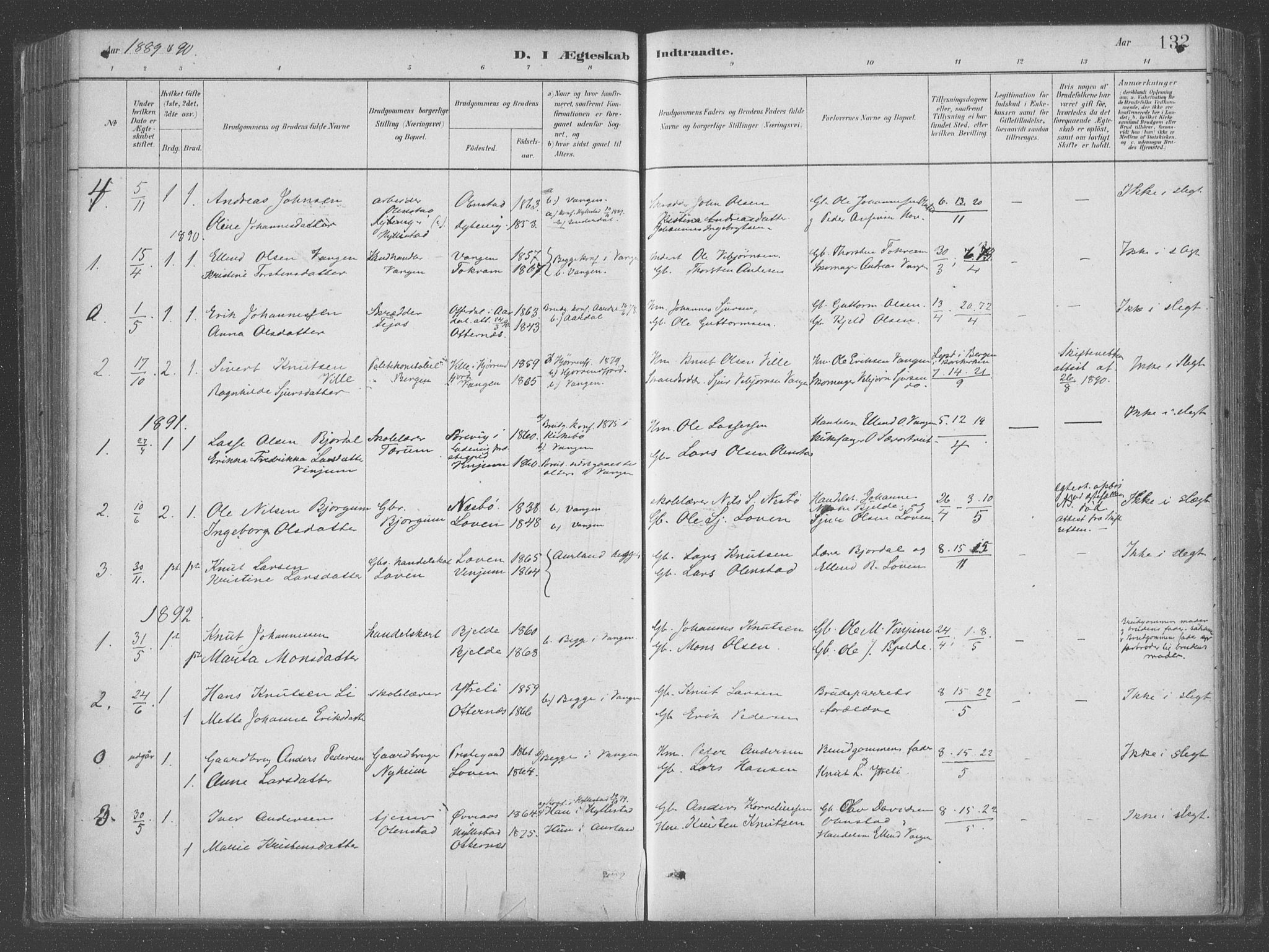 Aurland sokneprestembete, SAB/A-99937/H/Ha/Hab/L0001: Parish register (official) no. B  1, 1880-1909, p. 132