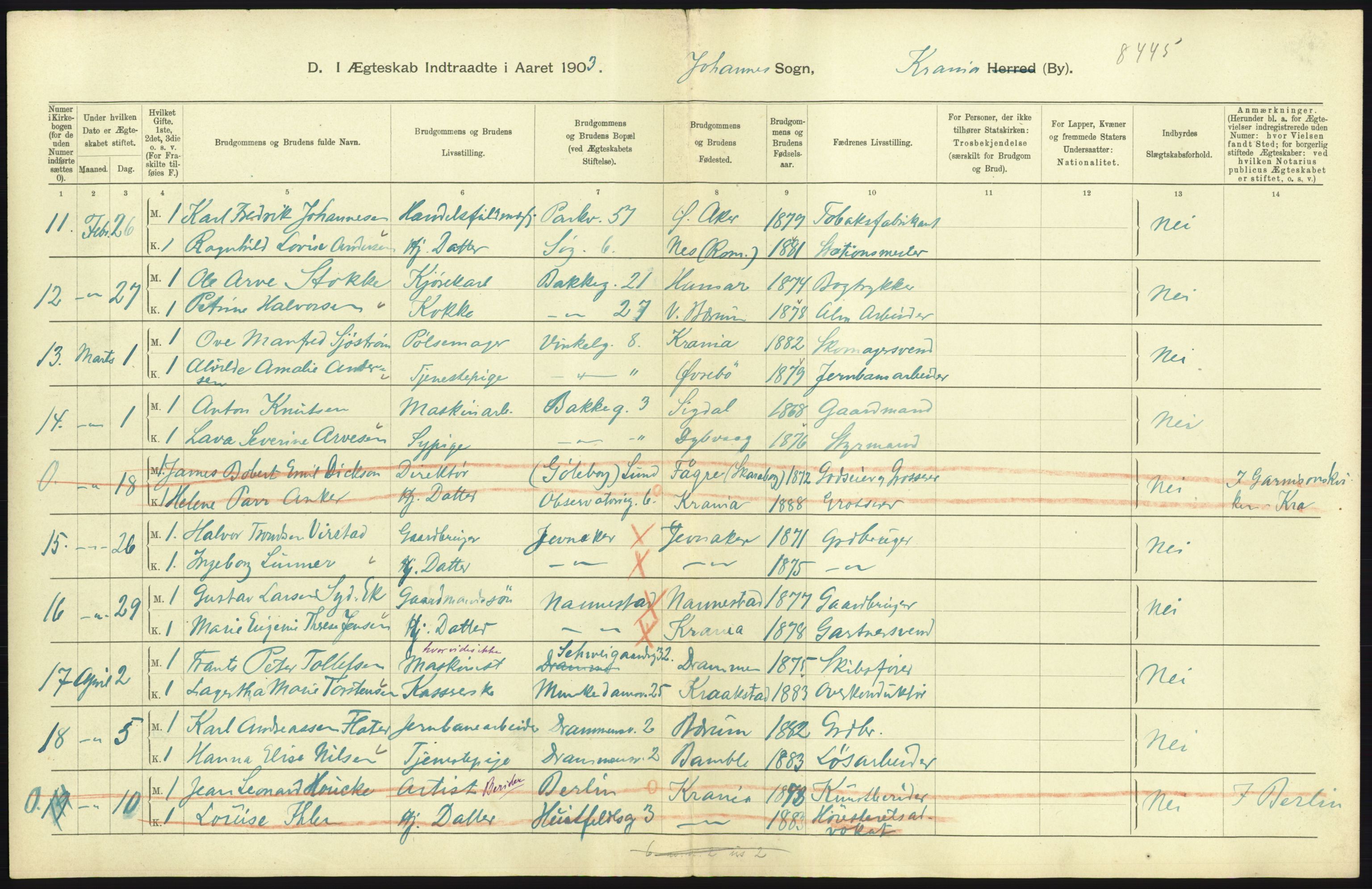 Statistisk sentralbyrå, Sosiodemografiske emner, Befolkning, AV/RA-S-2228/D/Df/Dfa/Dfaa/L0004: Kristiania: Gifte, døde, 1903, p. 541