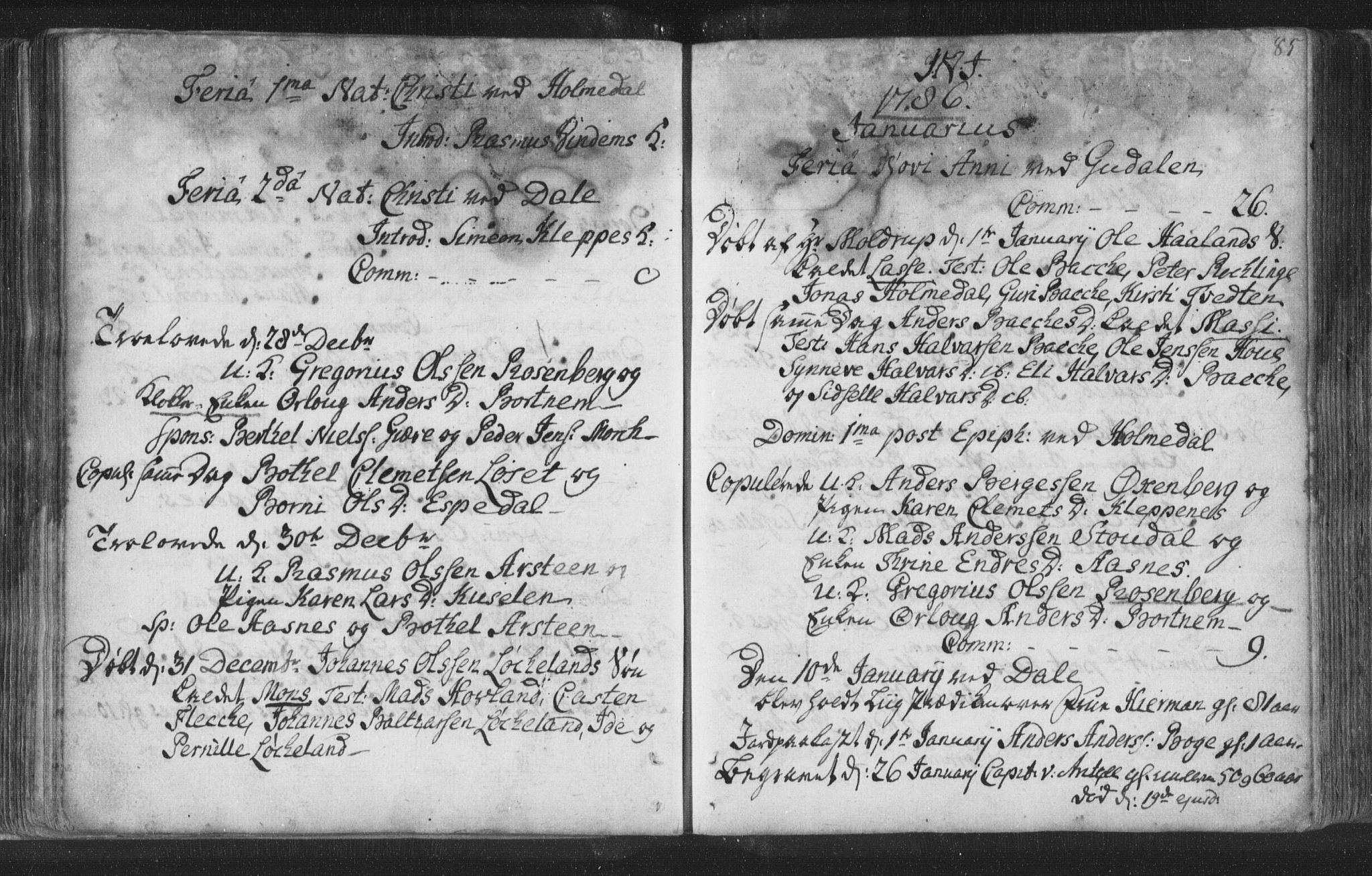Fjaler sokneprestembete, SAB/A-79801/H/Haa/Haaa/L0002: Parish register (official) no. A 2, 1779-1798, p. 85