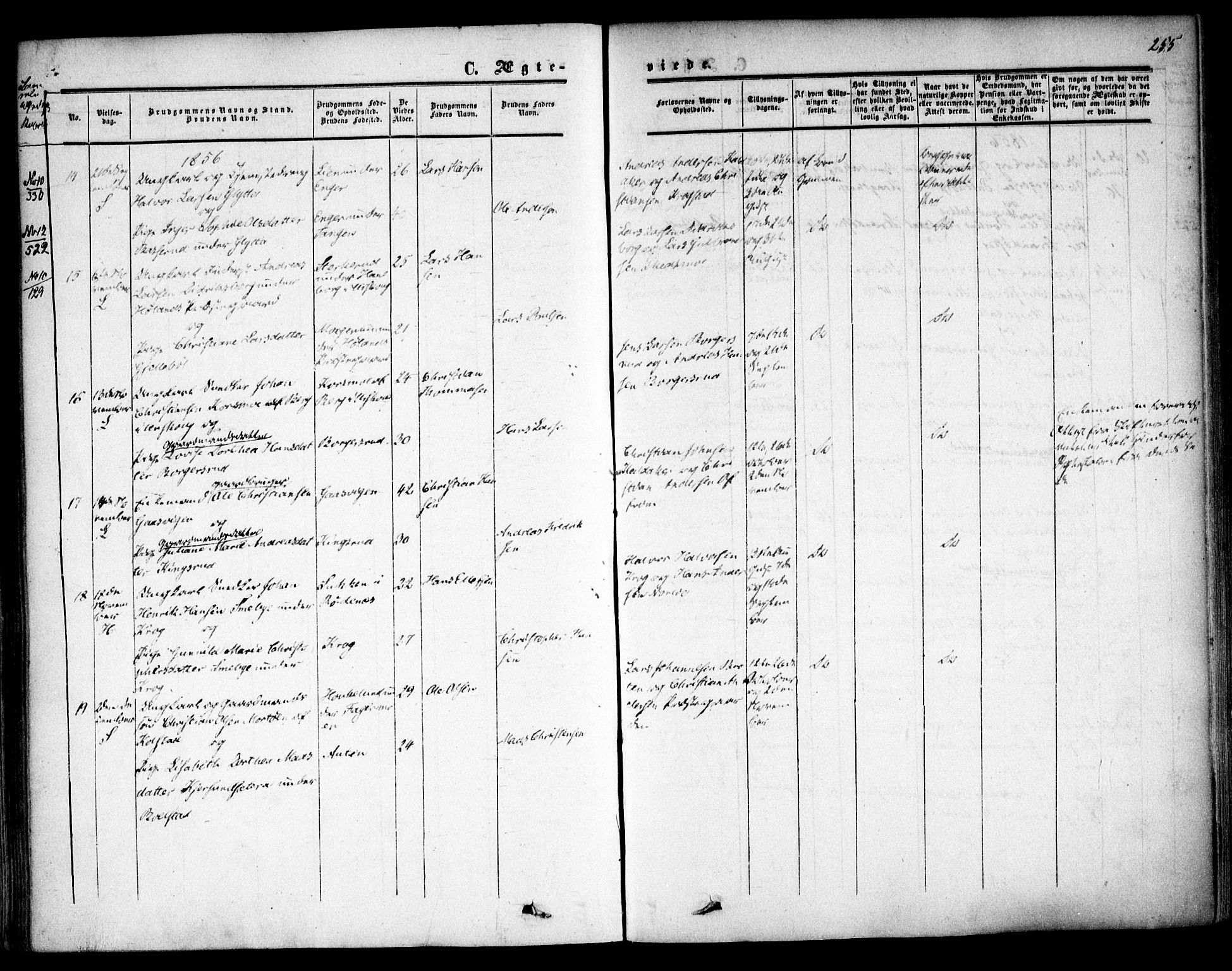Høland prestekontor Kirkebøker, AV/SAO-A-10346a/F/Fa/L0010: Parish register (official) no. I 10, 1854-1861, p. 255