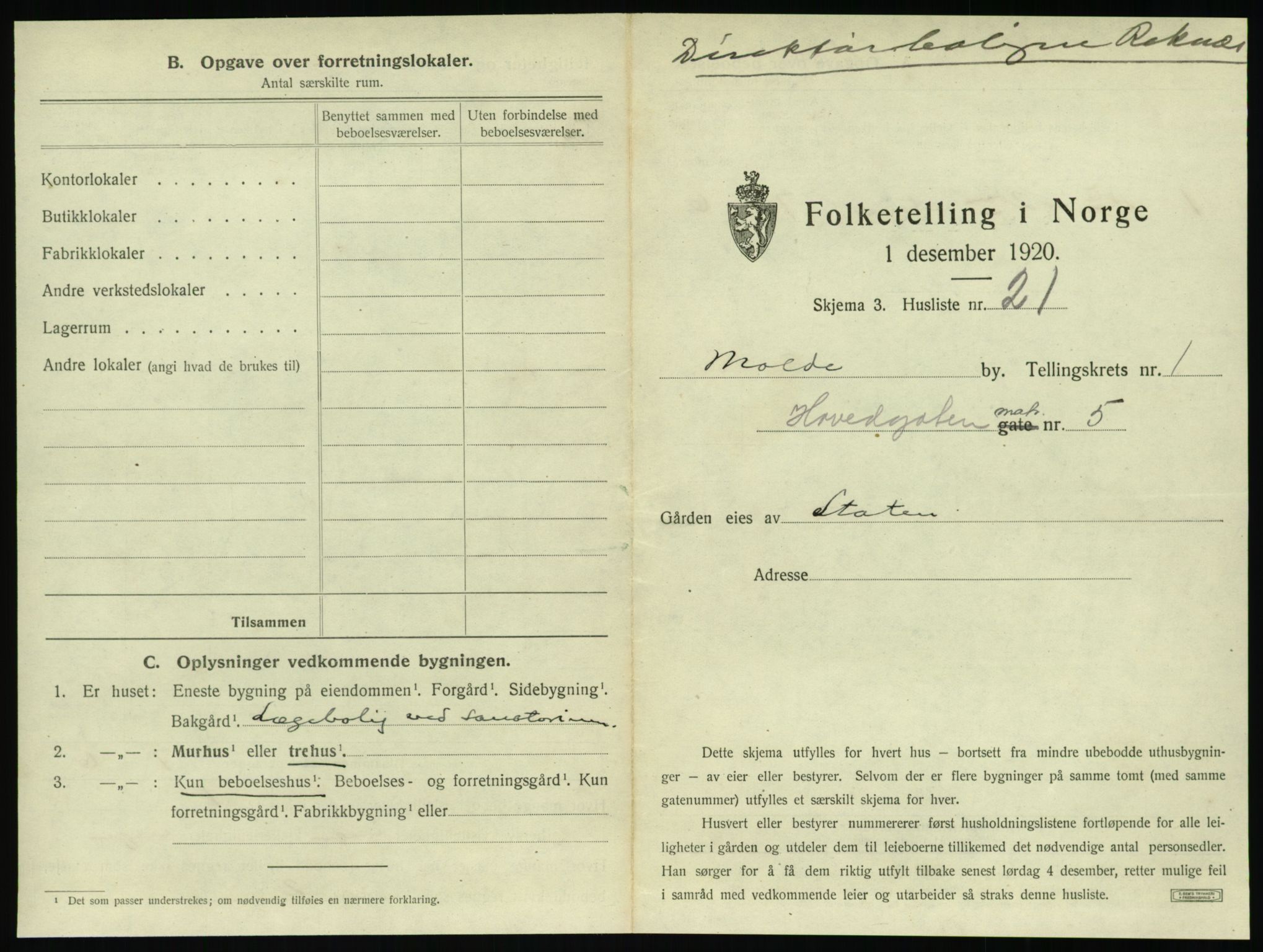 SAT, 1920 census for Molde, 1920, p. 65