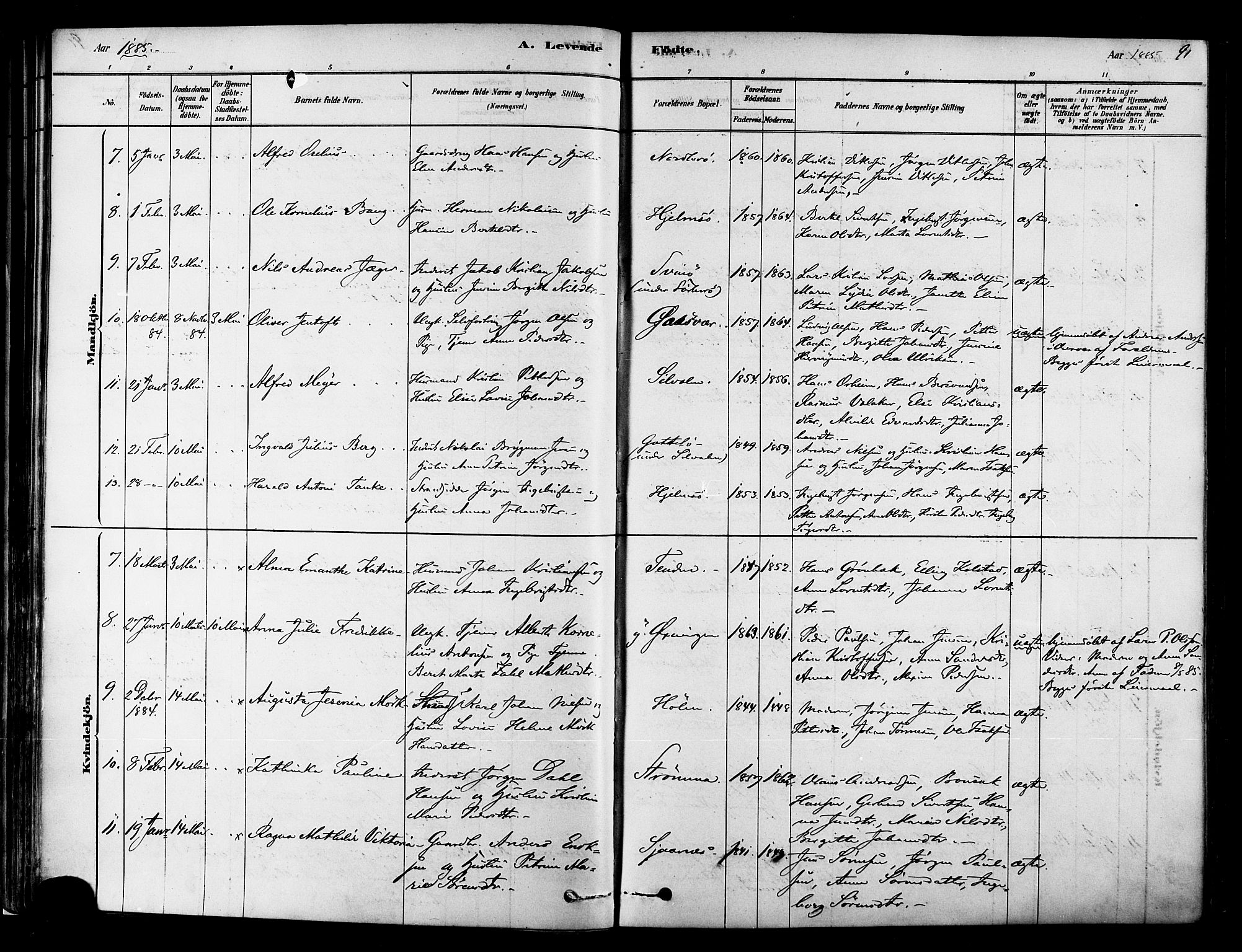 Ministerialprotokoller, klokkerbøker og fødselsregistre - Nordland, AV/SAT-A-1459/834/L0507: Parish register (official) no. 834A05, 1878-1892, p. 91