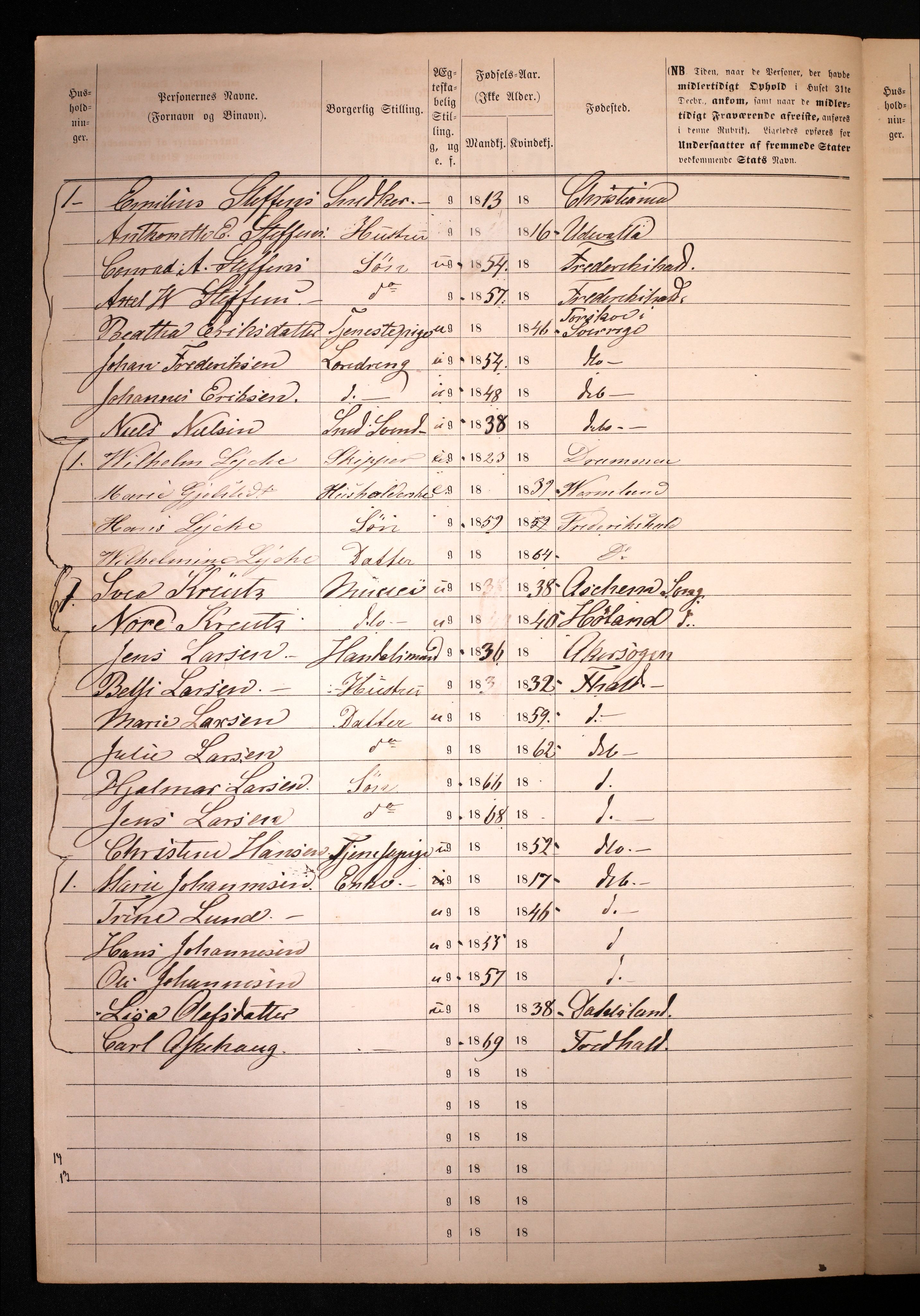 RA, 1870 census for 0101 Fredrikshald, 1870, p. 1684
