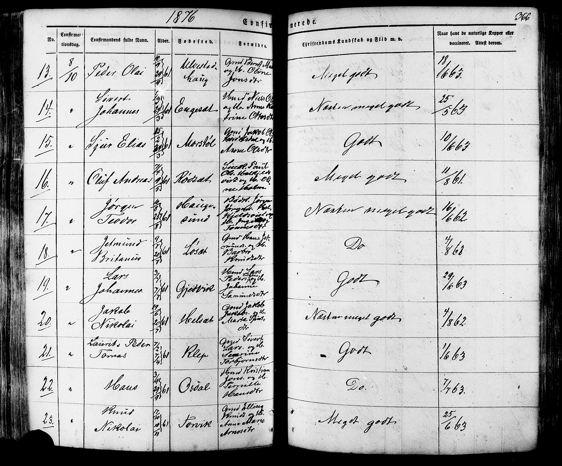 Ministerialprotokoller, klokkerbøker og fødselsregistre - Møre og Romsdal, AV/SAT-A-1454/511/L0140: Parish register (official) no. 511A07, 1851-1878, p. 366