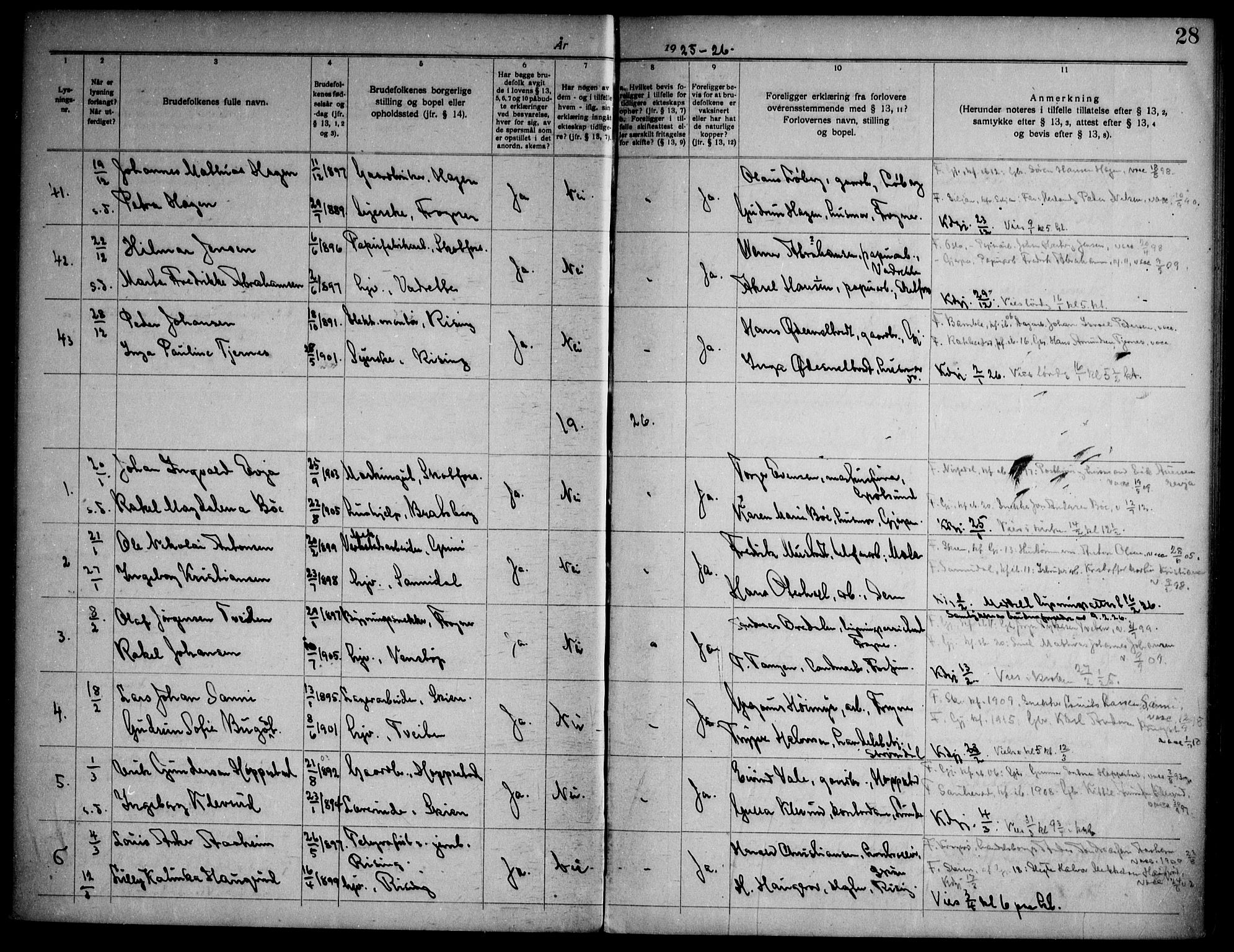 Gjerpen kirkebøker, SAKO/A-265/H/Ha/L0003: Banns register no. I 3, 1919-1946, p. 28