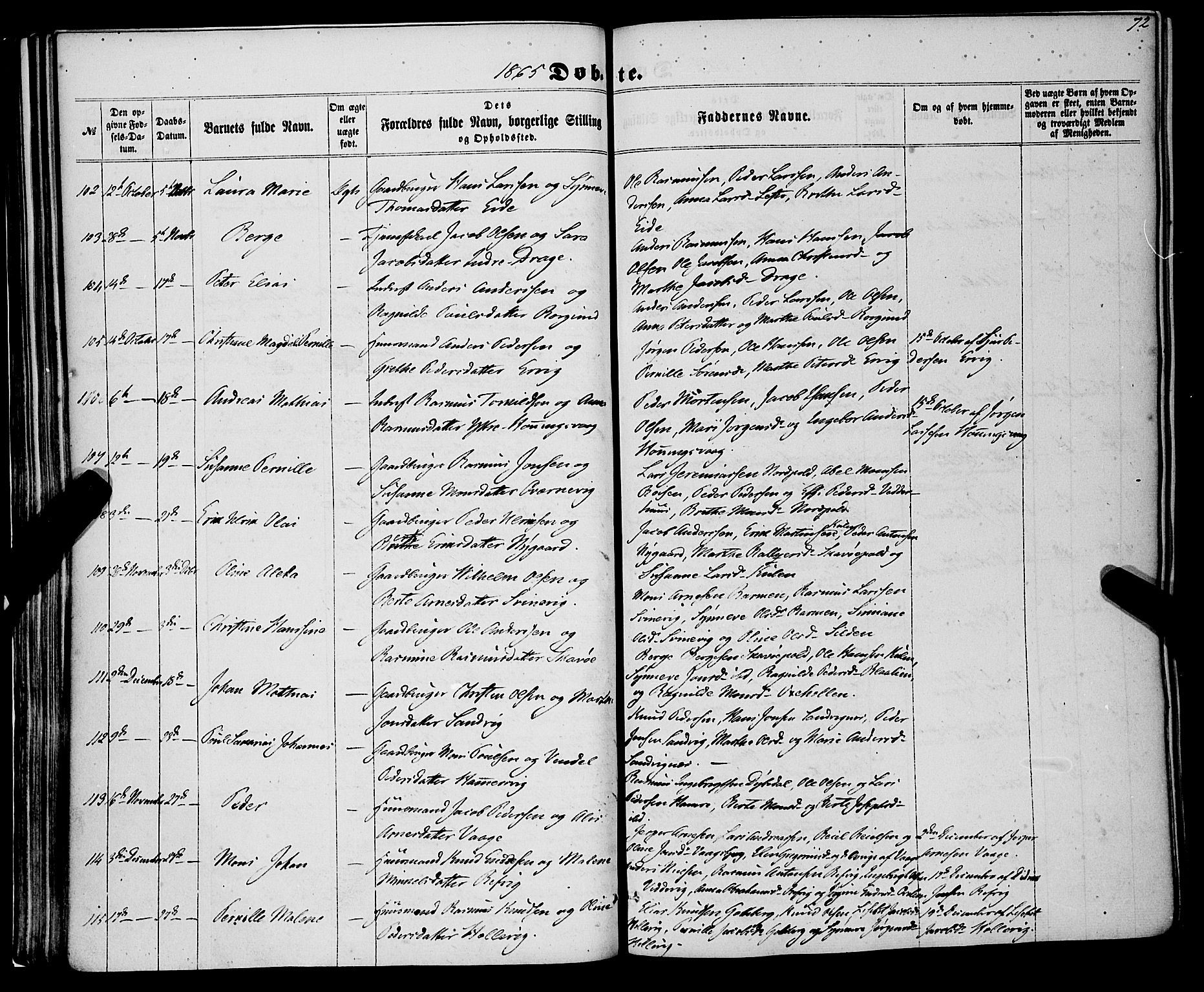 Selje sokneprestembete, SAB/A-99938/H/Ha/Haa/Haaa: Parish register (official) no. A 11, 1858-1870, p. 72