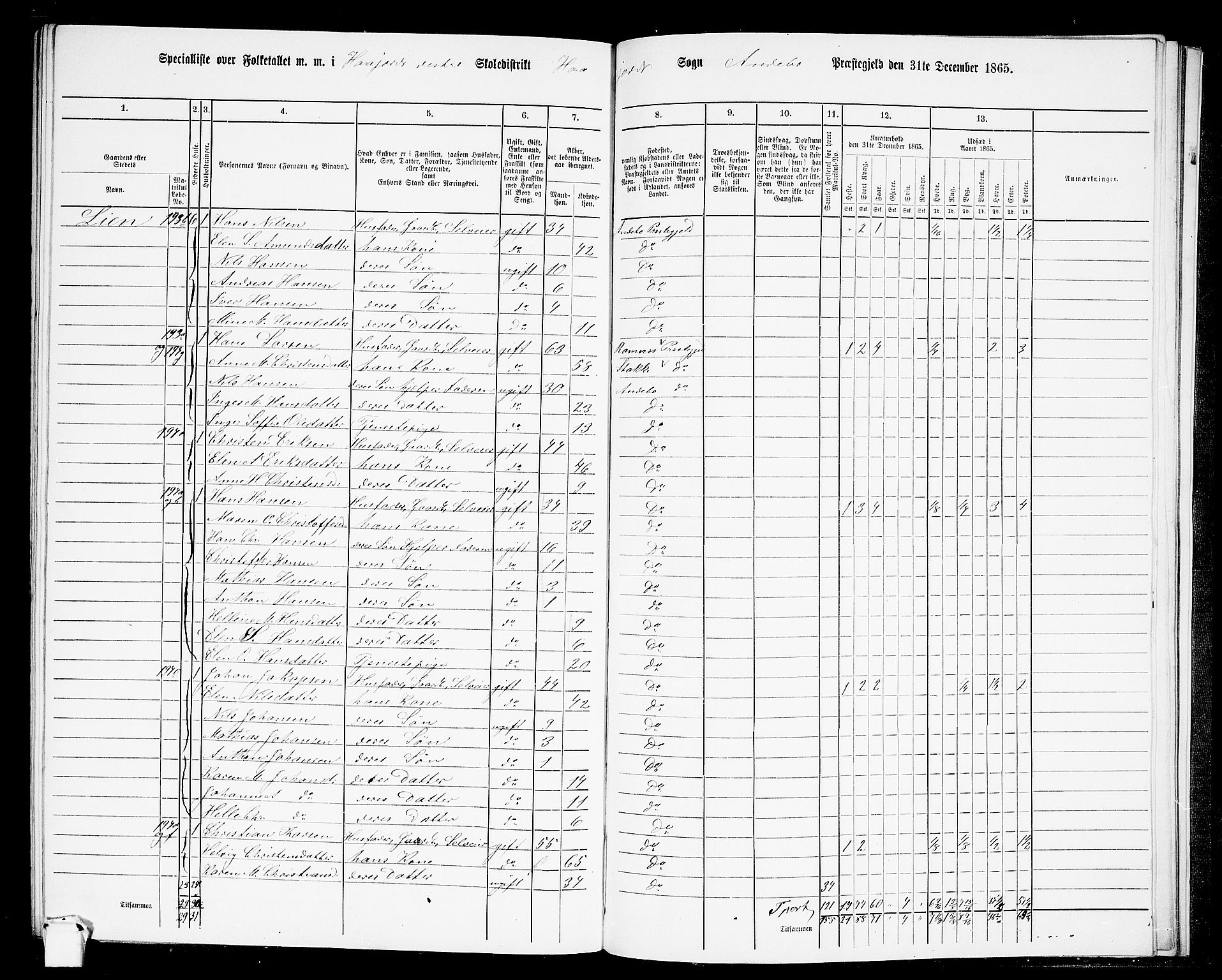 RA, 1865 census for Andebu, 1865, p. 90