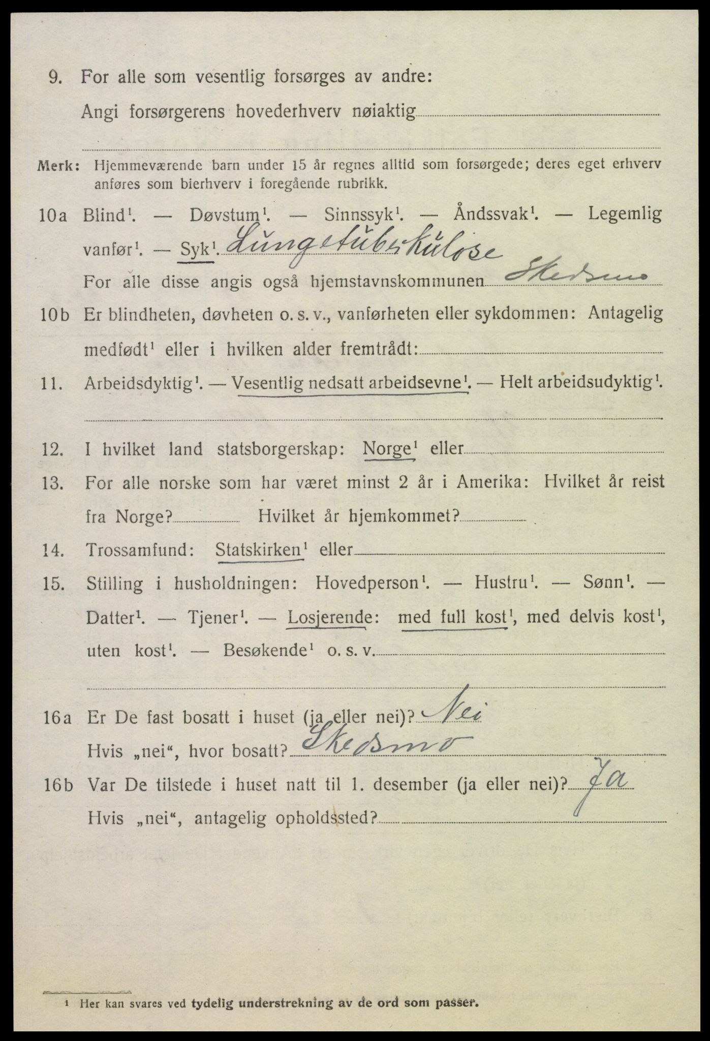 SAK, 1920 census for Bygland, 1920, p. 4492