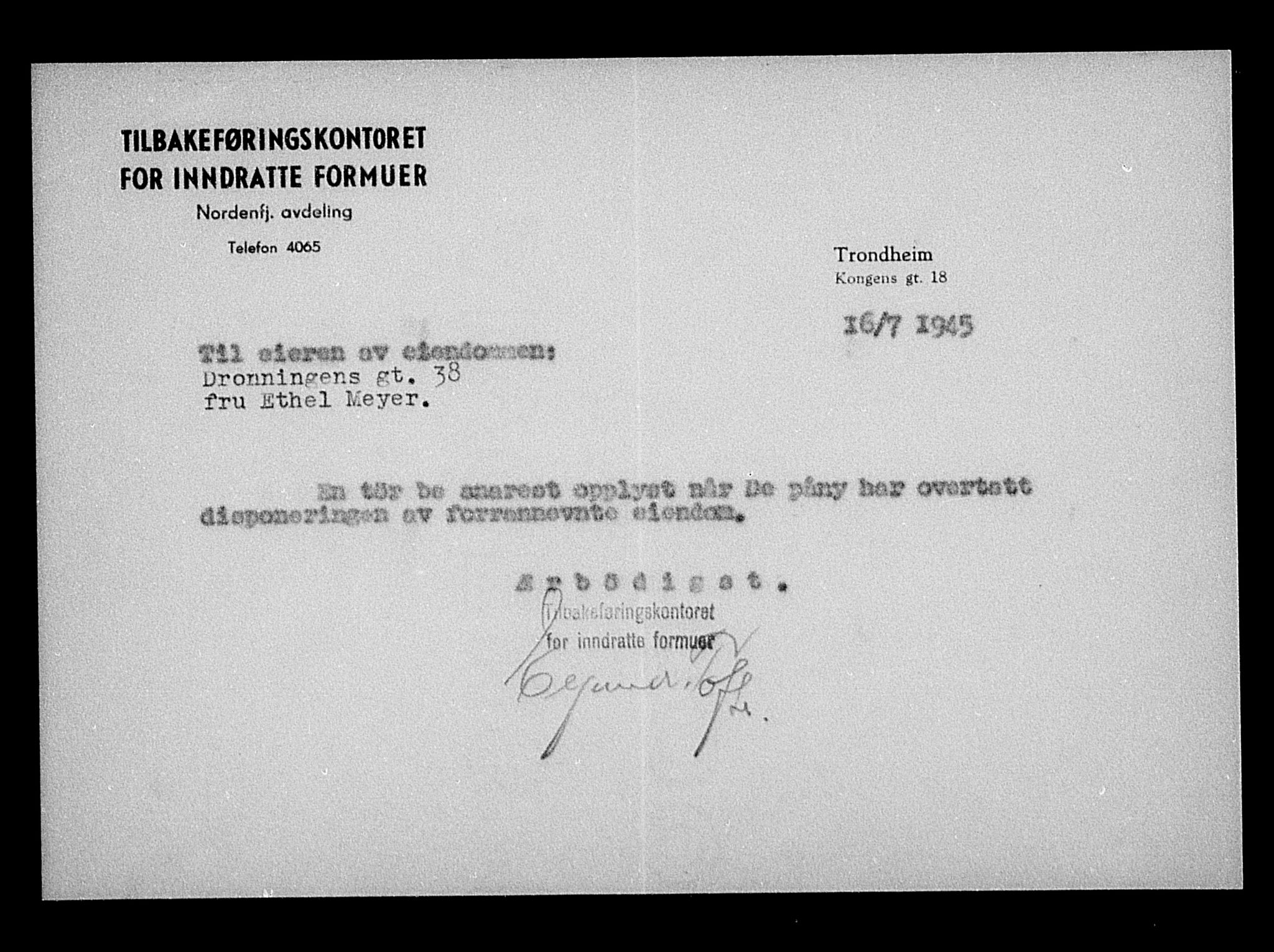 Justisdepartementet, Tilbakeføringskontoret for inndratte formuer, AV/RA-S-1564/H/Hc/Hca/L0905: --, 1945-1947, p. 587