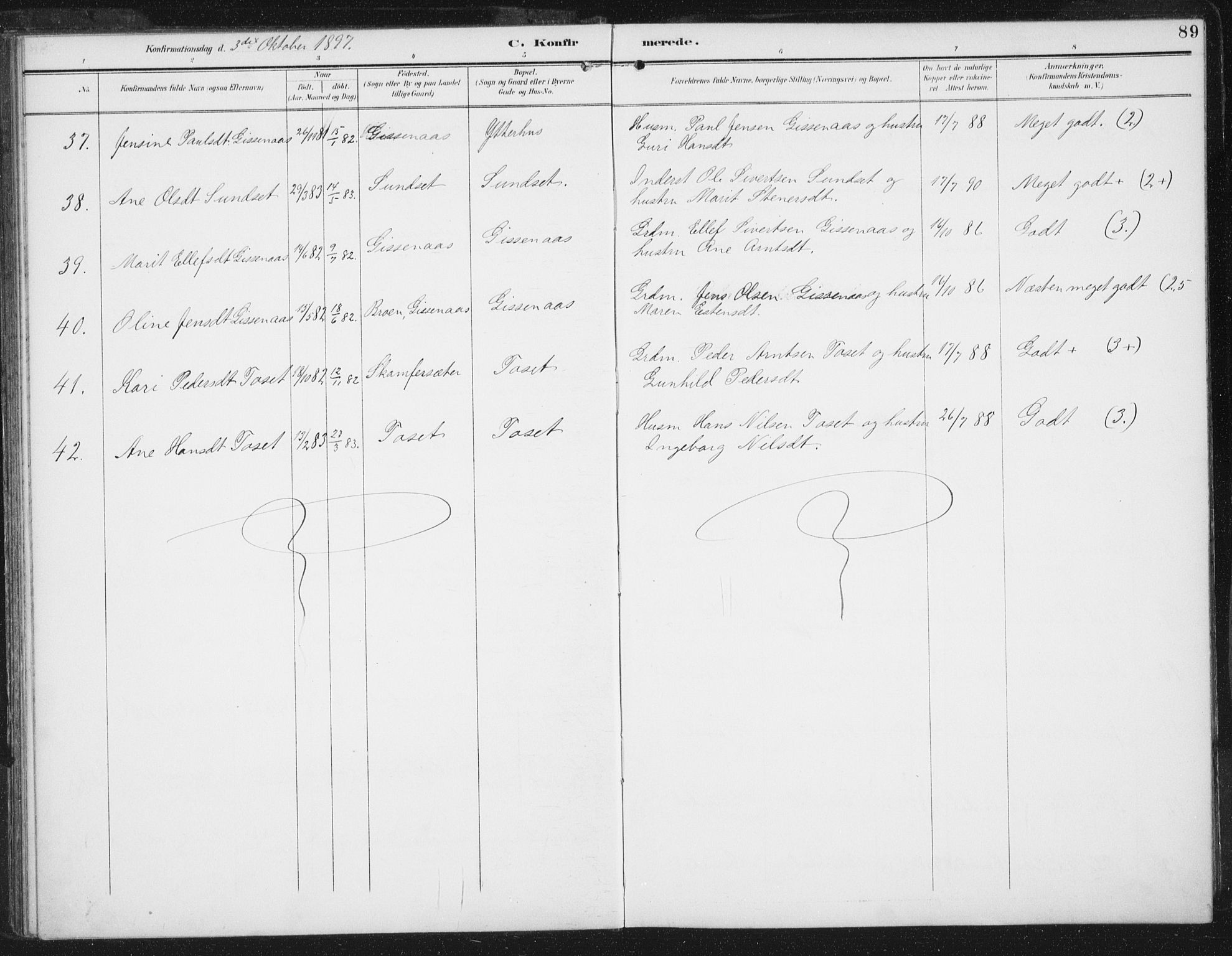 Ministerialprotokoller, klokkerbøker og fødselsregistre - Sør-Trøndelag, AV/SAT-A-1456/674/L0872: Parish register (official) no. 674A04, 1897-1907, p. 89