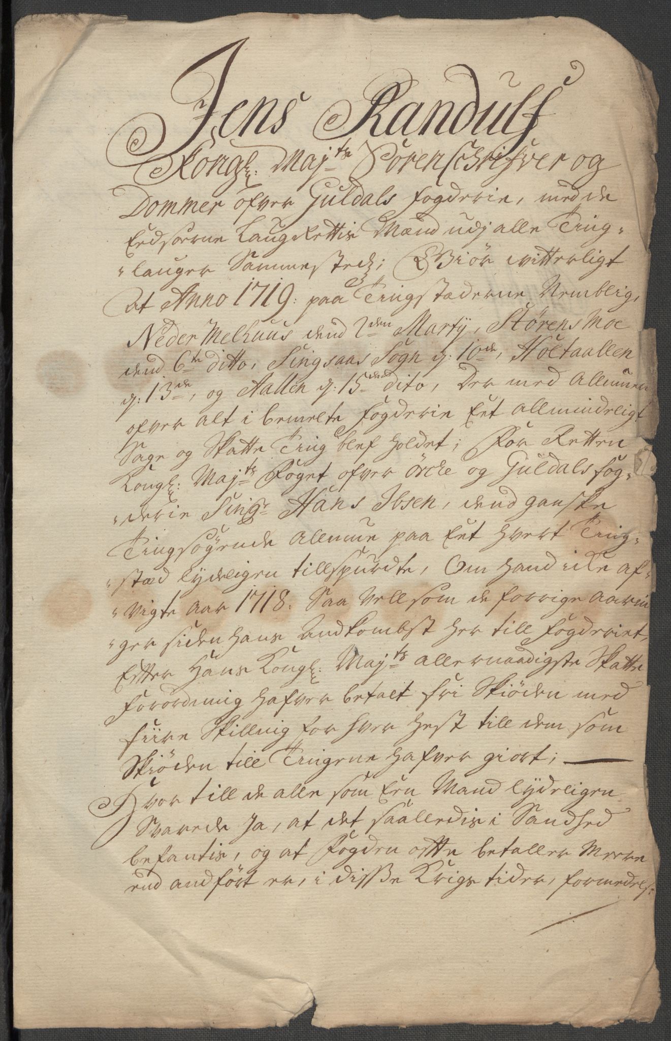 Rentekammeret inntil 1814, Reviderte regnskaper, Fogderegnskap, AV/RA-EA-4092/R60/L3972: Fogderegnskap Orkdal og Gauldal, 1718, p. 634