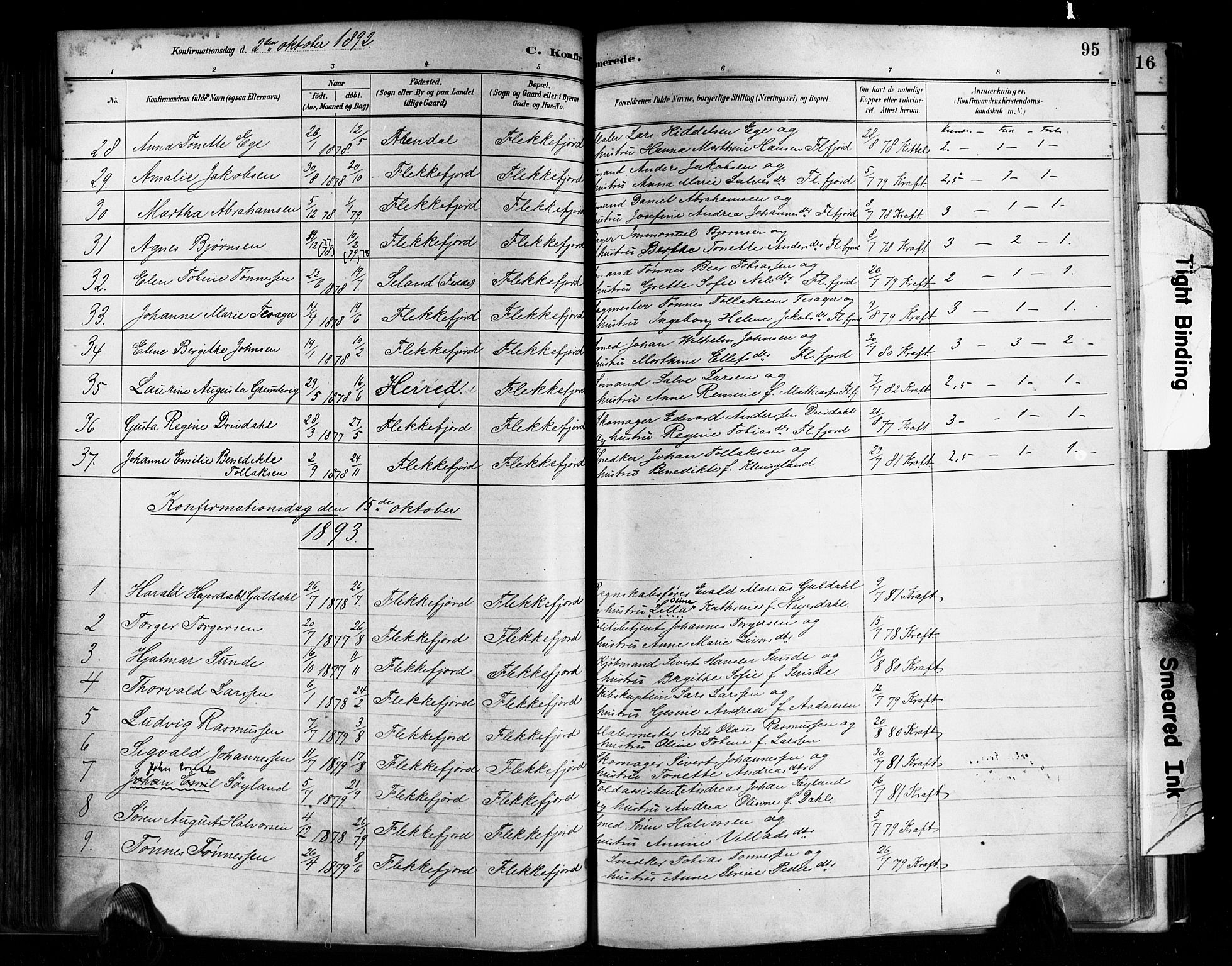 Flekkefjord sokneprestkontor, AV/SAK-1111-0012/F/Fa/Faa/L0001: Parish register (official) no. A 1, 1885-1900, p. 95