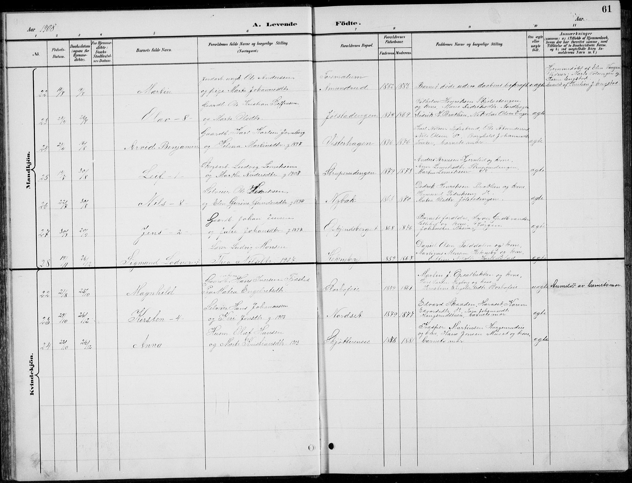 Romedal prestekontor, AV/SAH-PREST-004/L/L0013: Parish register (copy) no. 13, 1896-1937, p. 61